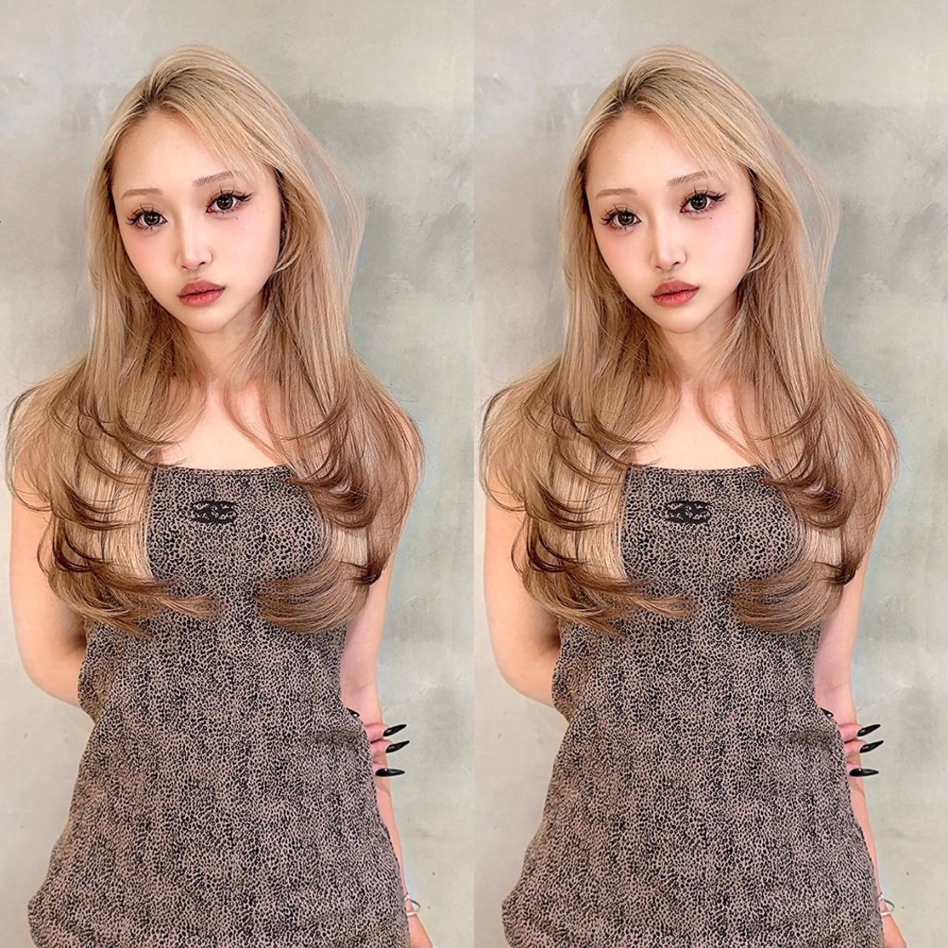 ロング カラー デザインカラー レイヤーカット ハイトーン/水素 honoka🌺のヘアスタイル