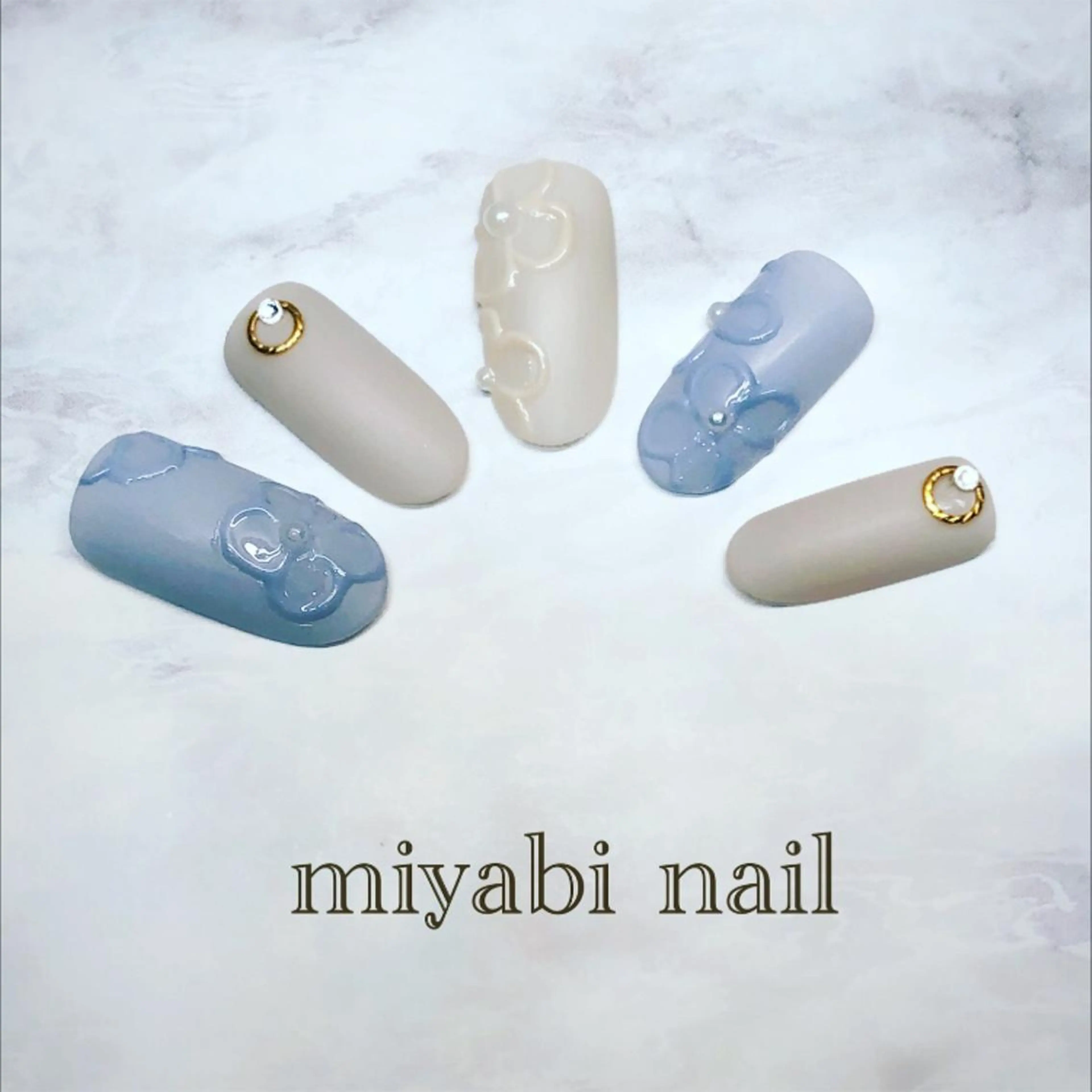 ネイル フラワーネイル マットネイル miyabi nail 桂川駅近くのネイルデザイン