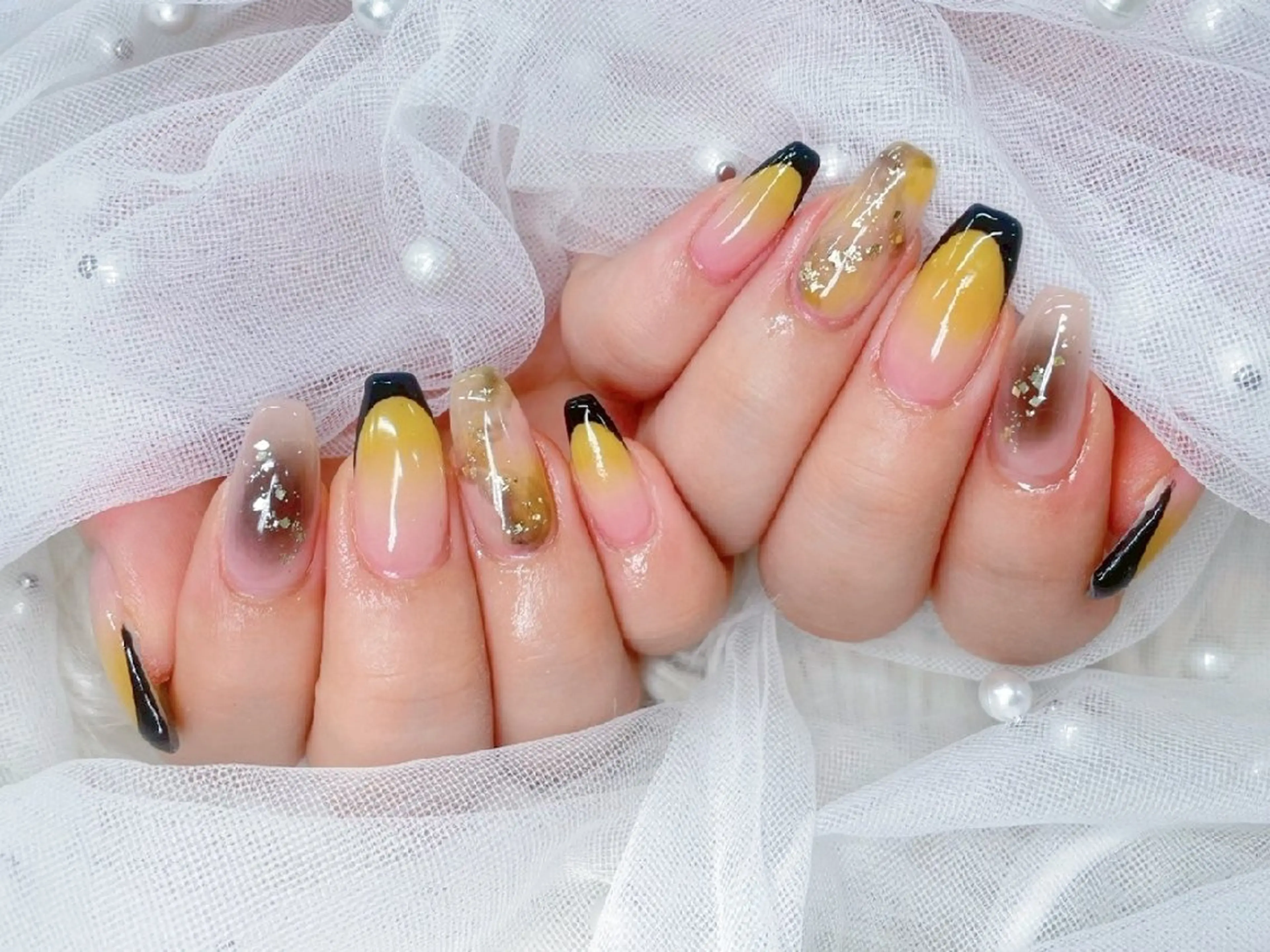 ネイル チークネイル 長さ出し フラッシュネイル フレンチネイル ジェルネイル Chouette Nailのネイルデザイン