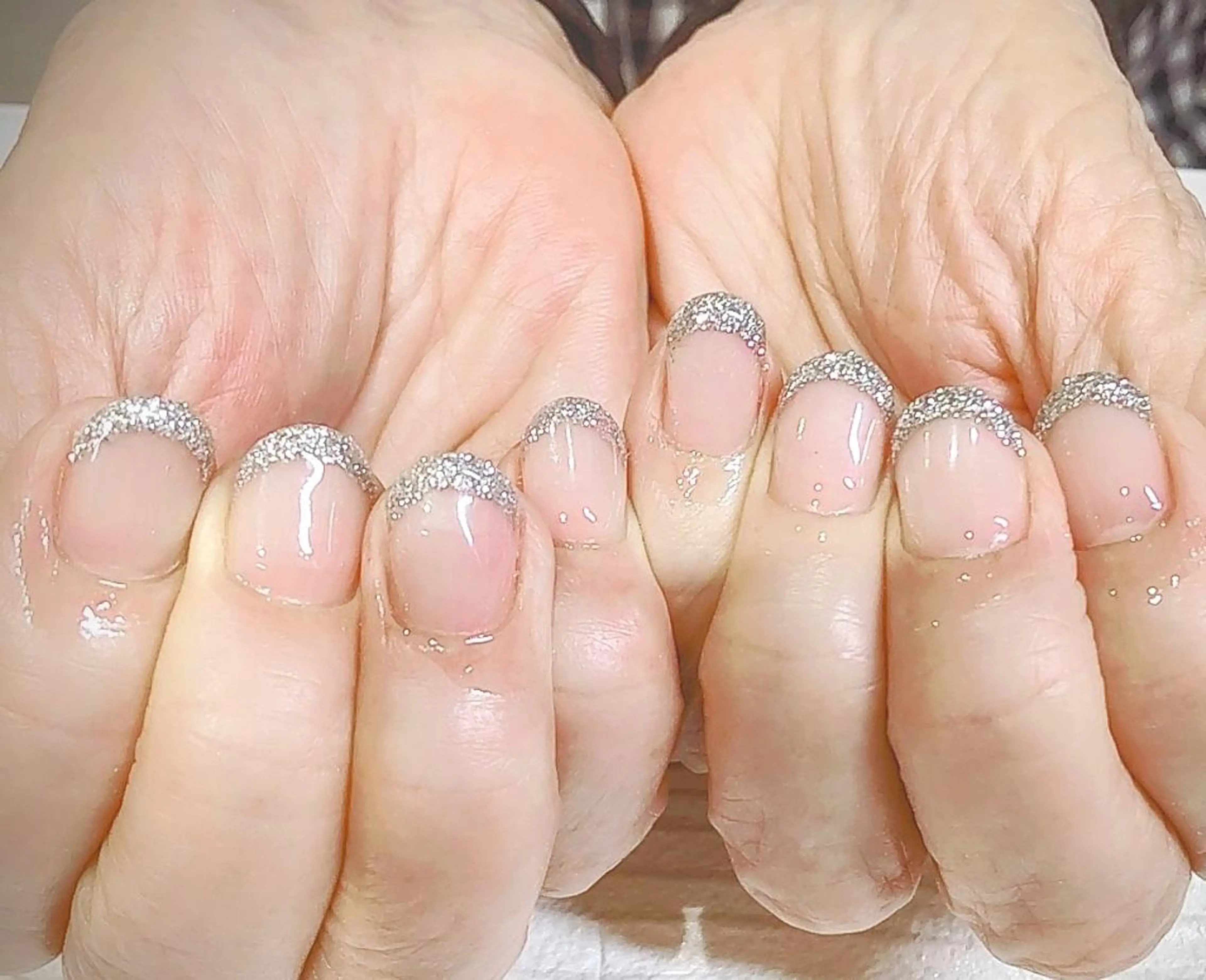 ネイル フレンチネイル ラメ(グリッター) ハンドネイル infinity skyのネイルデザイン