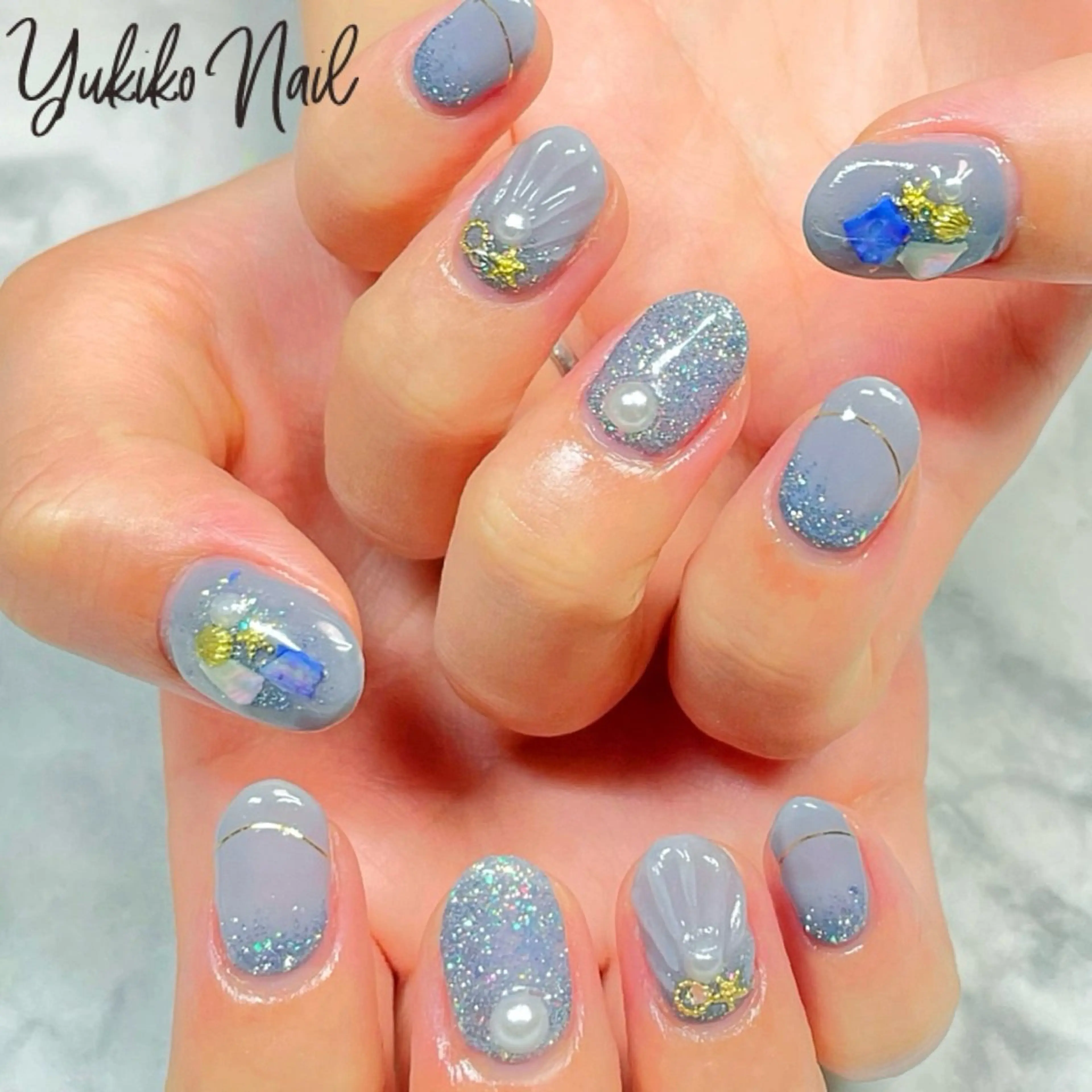 ネイル フラッシュネイル グラデーション シンプルネイル 夏ネイル ユキコ ネイルのネイルデザイン