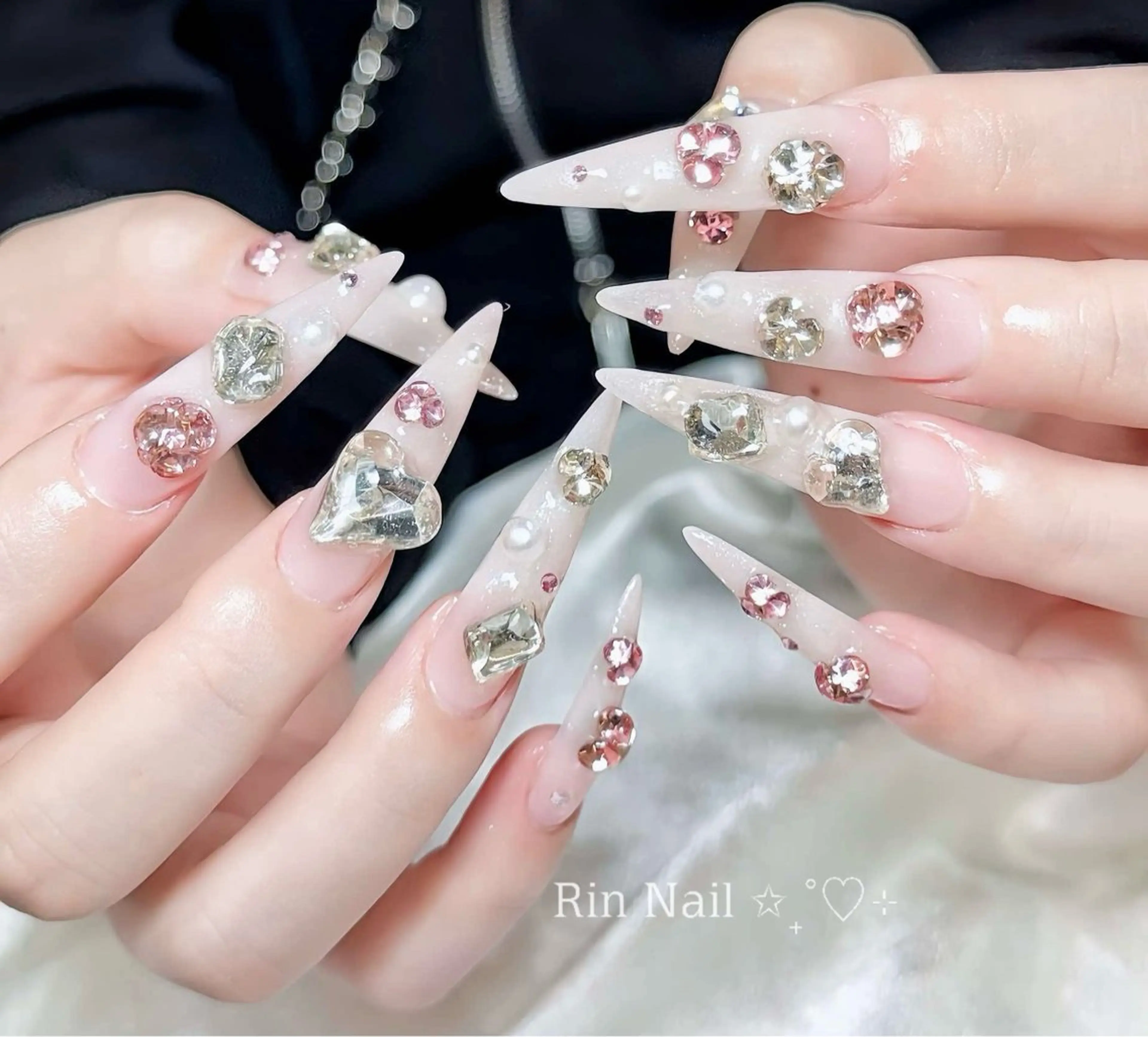 ネイル アートネイル チークネイル ジェルネイル ロングネイル マグネットネイル ハンドネイル Rin Nail 新大久保店のネイルデザイン