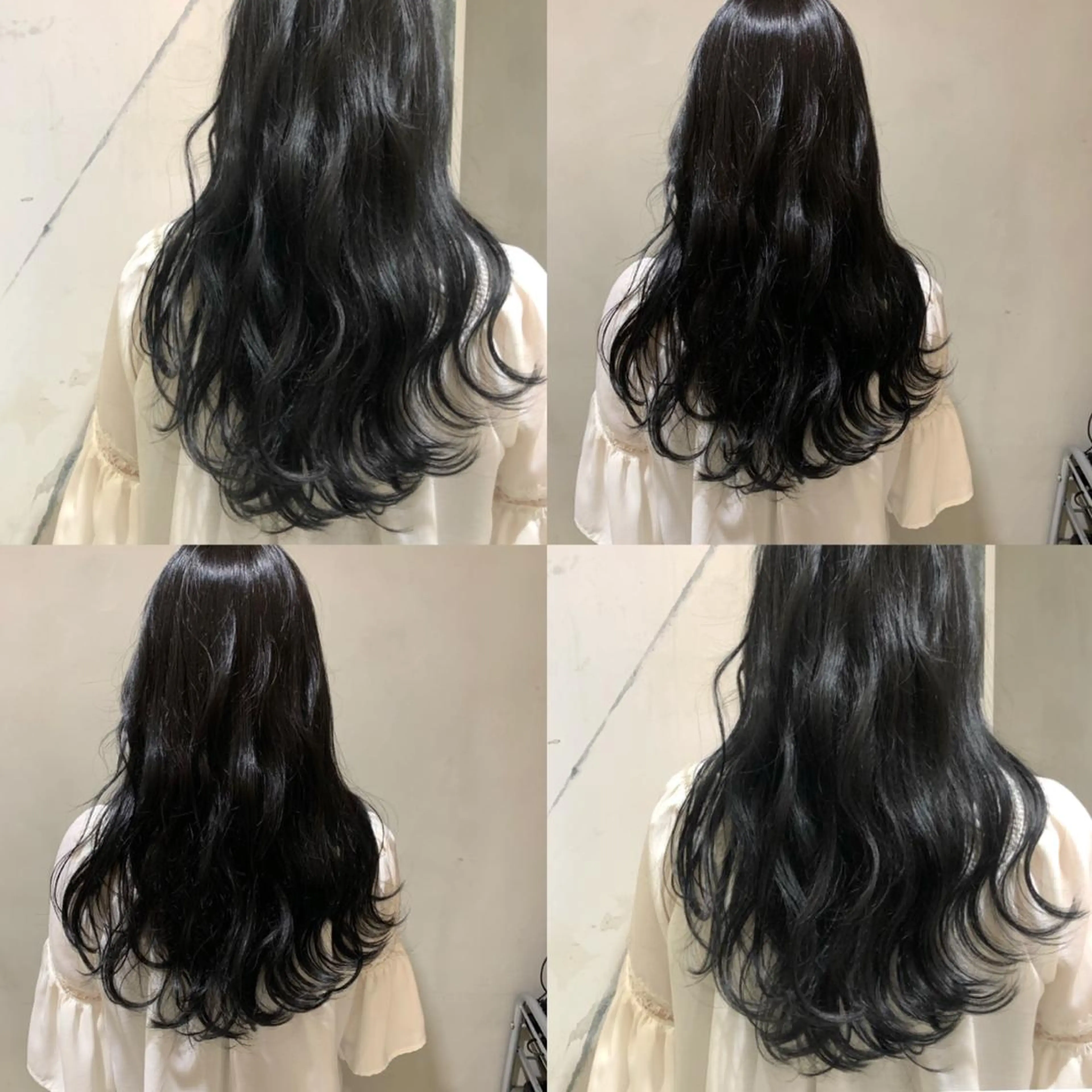 ロング カラー 黒髪 ブルーカラー ブルーブラック 透明感カラー ネイビーカラー カジュアルを女っぽく 𝗮𝘆𝗮𝗰𝗼のヘアスタイル