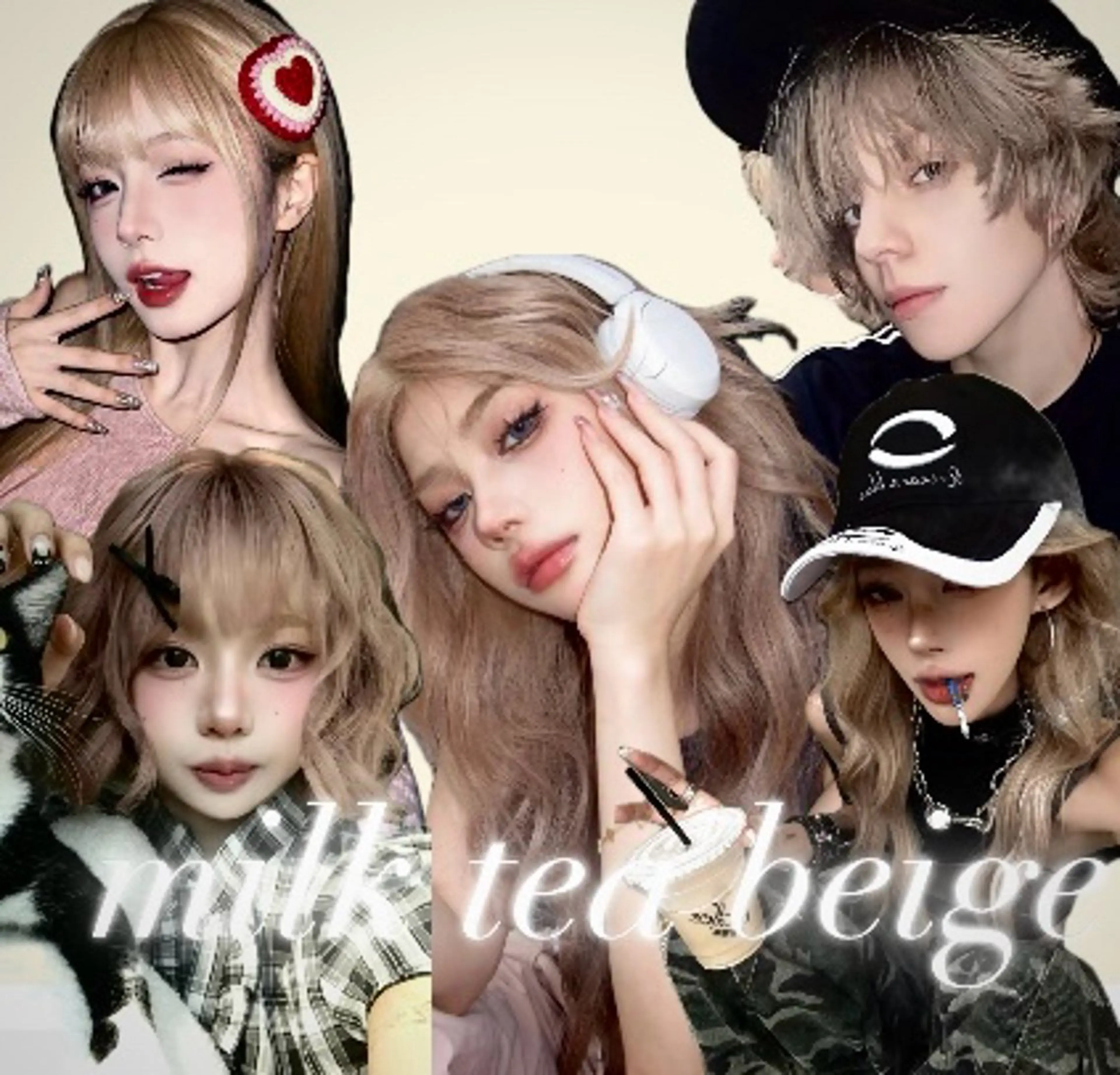 ミディアム カラー ベージュカラー ブリーチ ミルクティーベージュ ヘアカラー 透明感カラー/ メンズパーマ/竜希のヘアスタイル