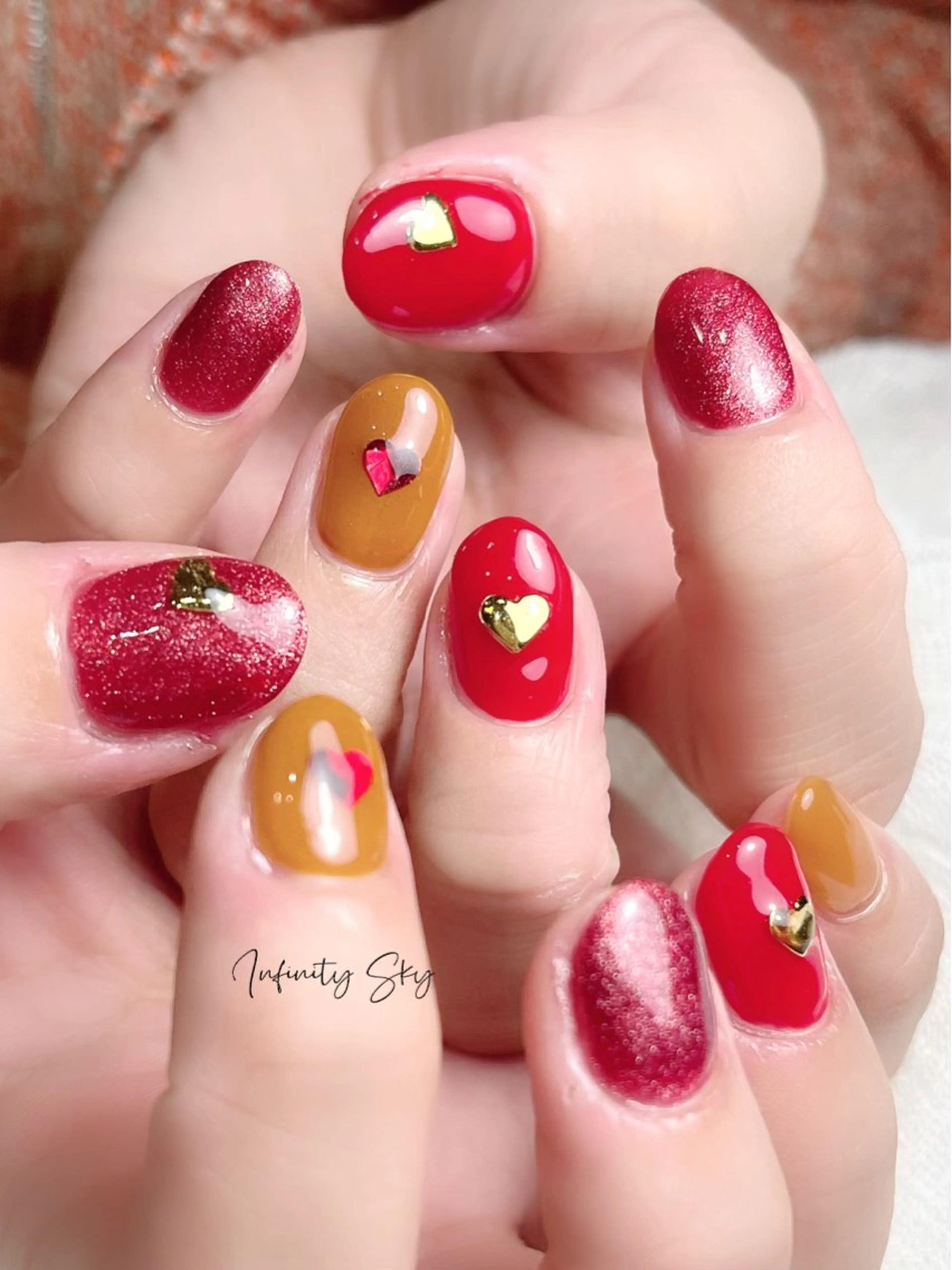 ネイル バレンタイン ハンドネイル infinity skyのネイルデザイン