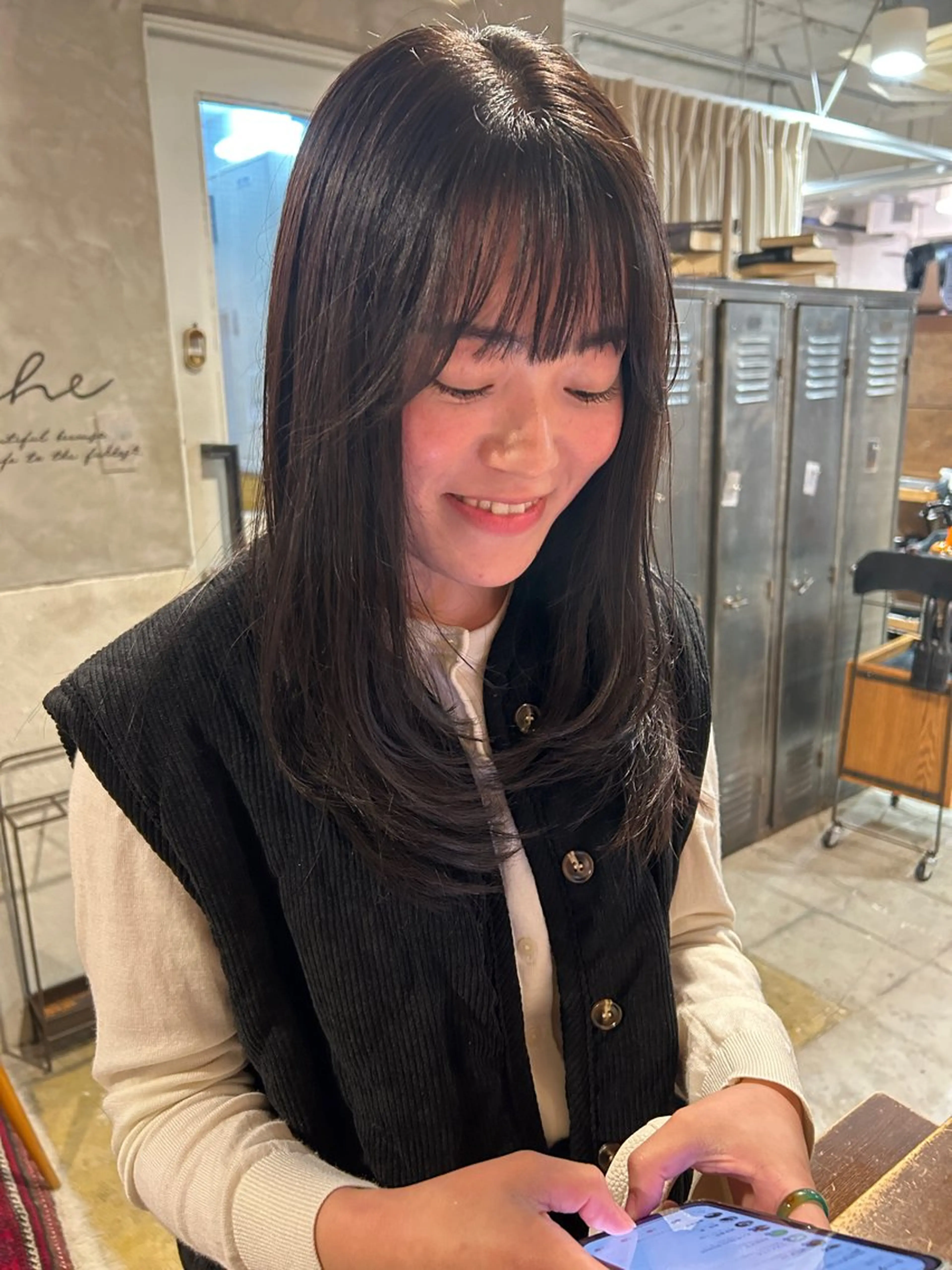 ロング カラー レイヤーカット カット ヘアカラー トリートメント さの あやねのヘアスタイル