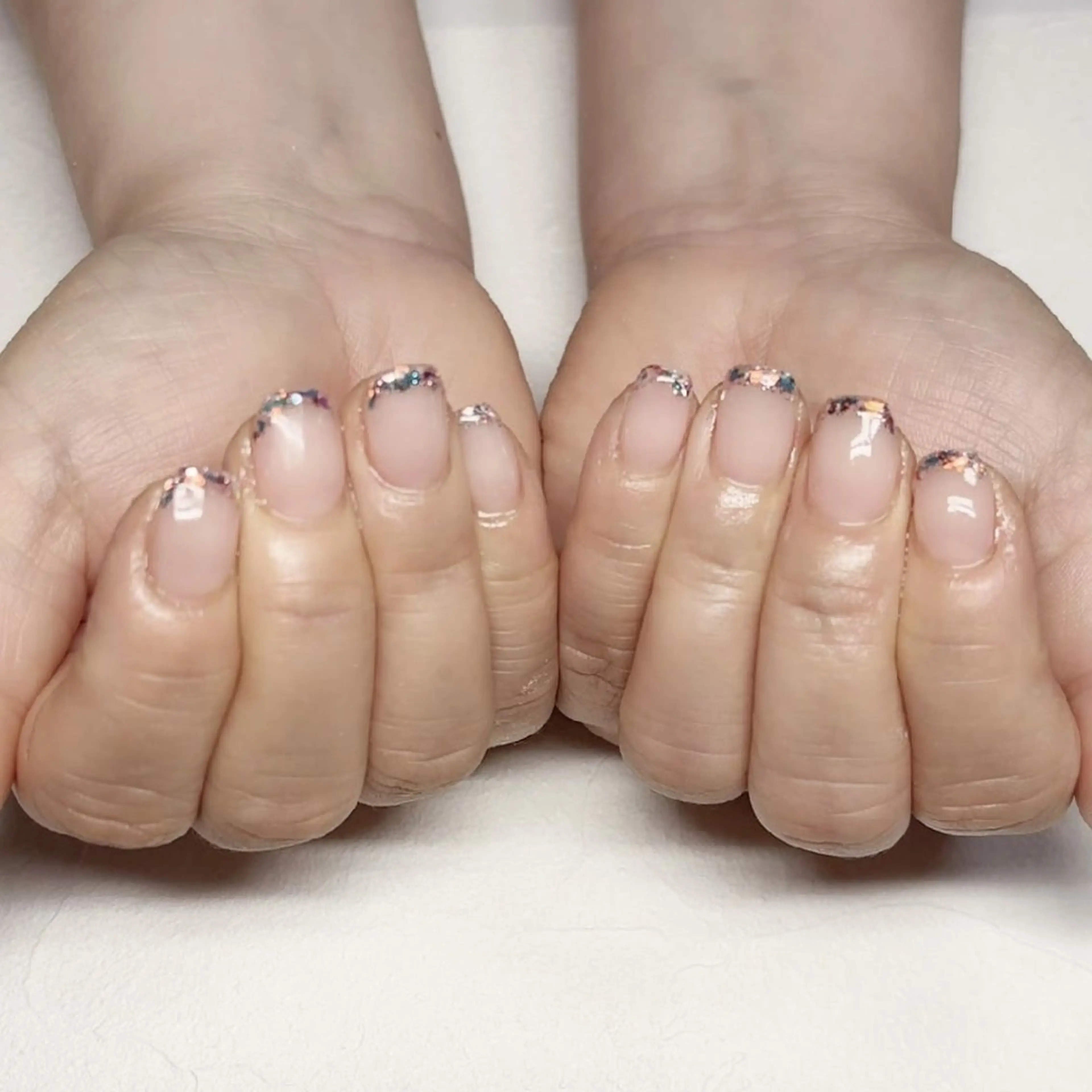 ネイル フレンチネイル ガラスフレンチ 韓国ネイル ハンドネイル JULIE NAILのネイルデザイン