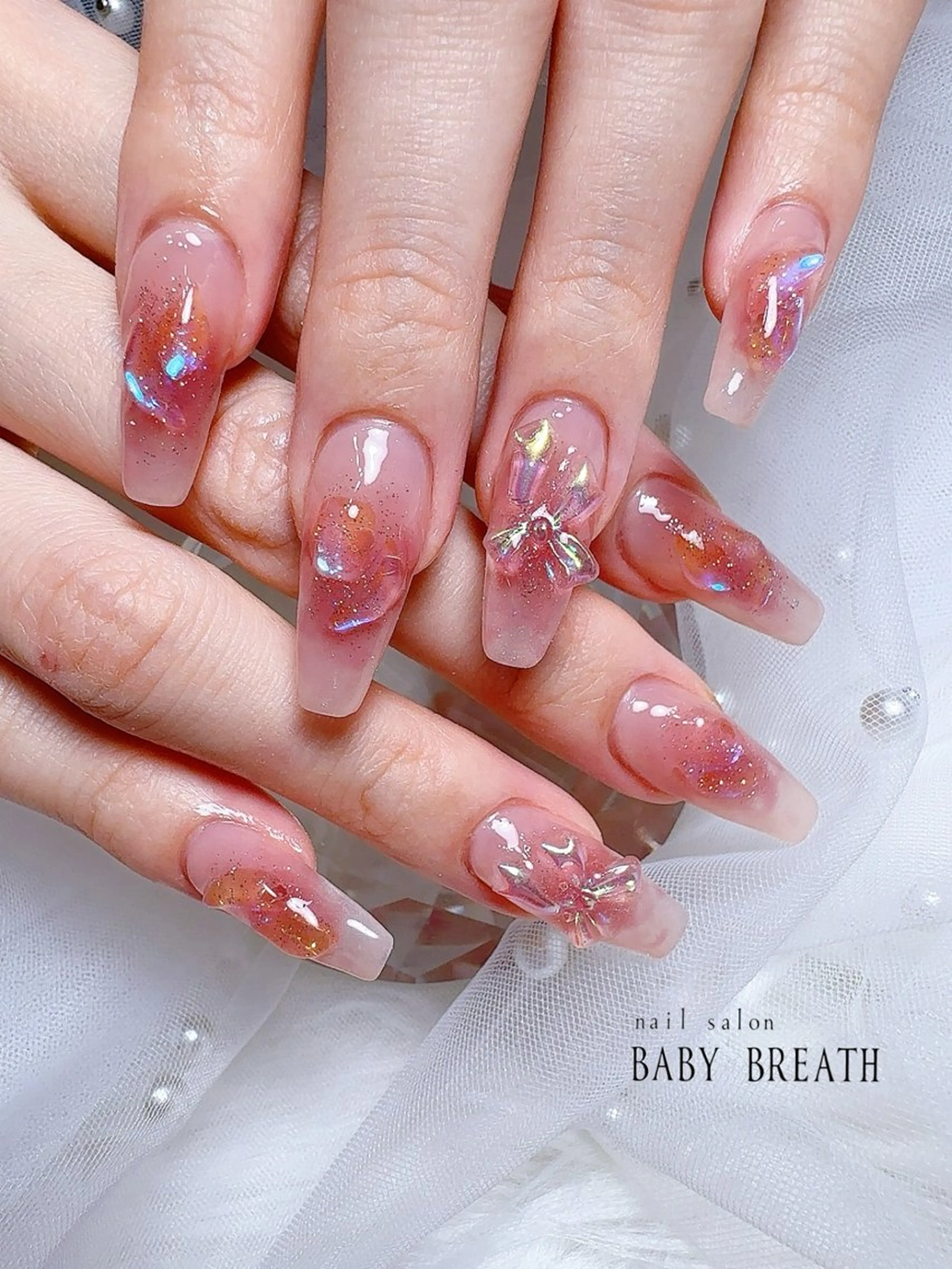 ネイル アートネイル フラッシュネイル フットネイル グラデーション ラメ(グリッター) ハンドネイル BABY  BREATH所属・y natsumiのネイルデザイン