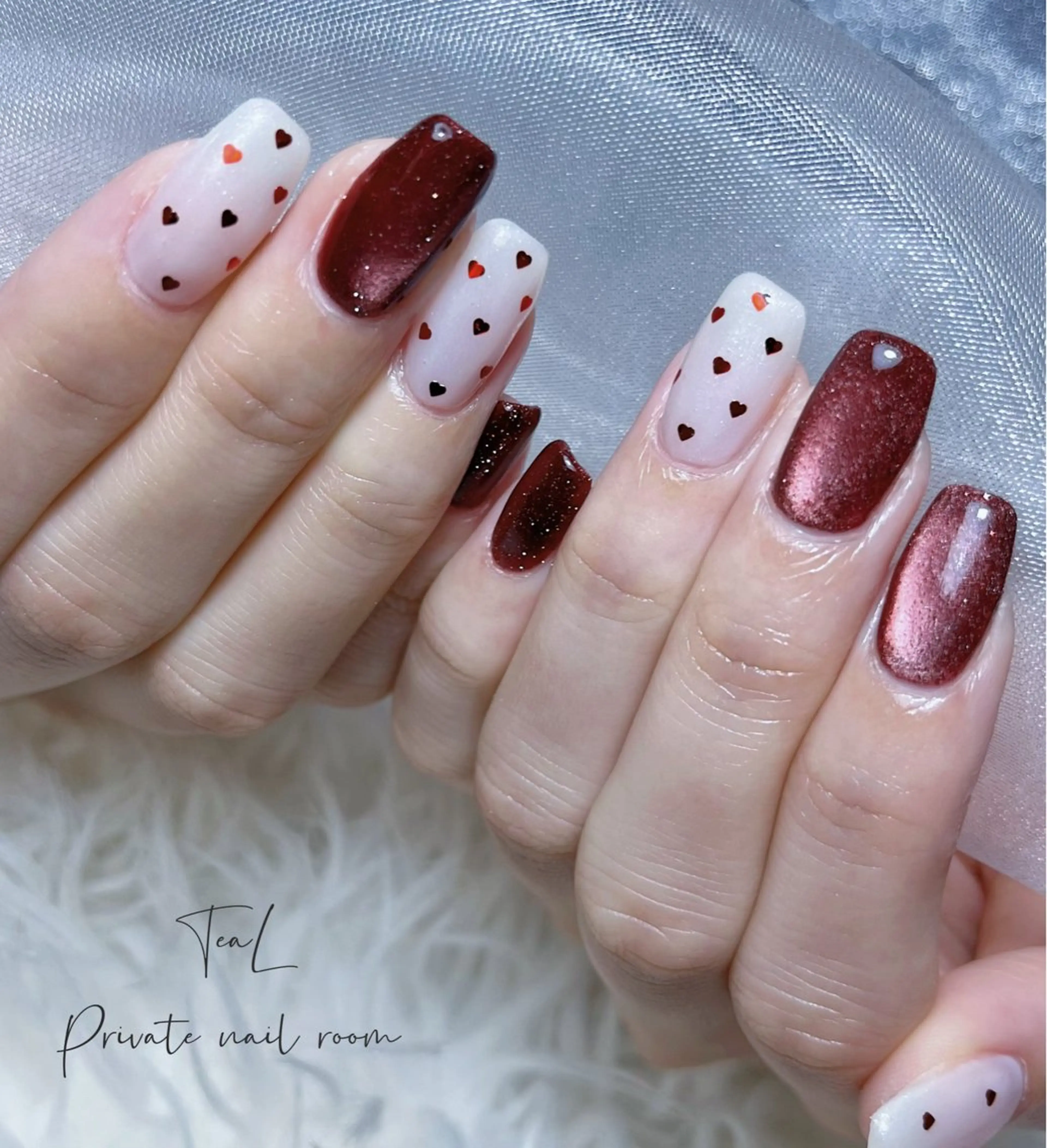 ネイル ハート マグネットネイル ハンドネイル TeaL nailのネイルデザイン