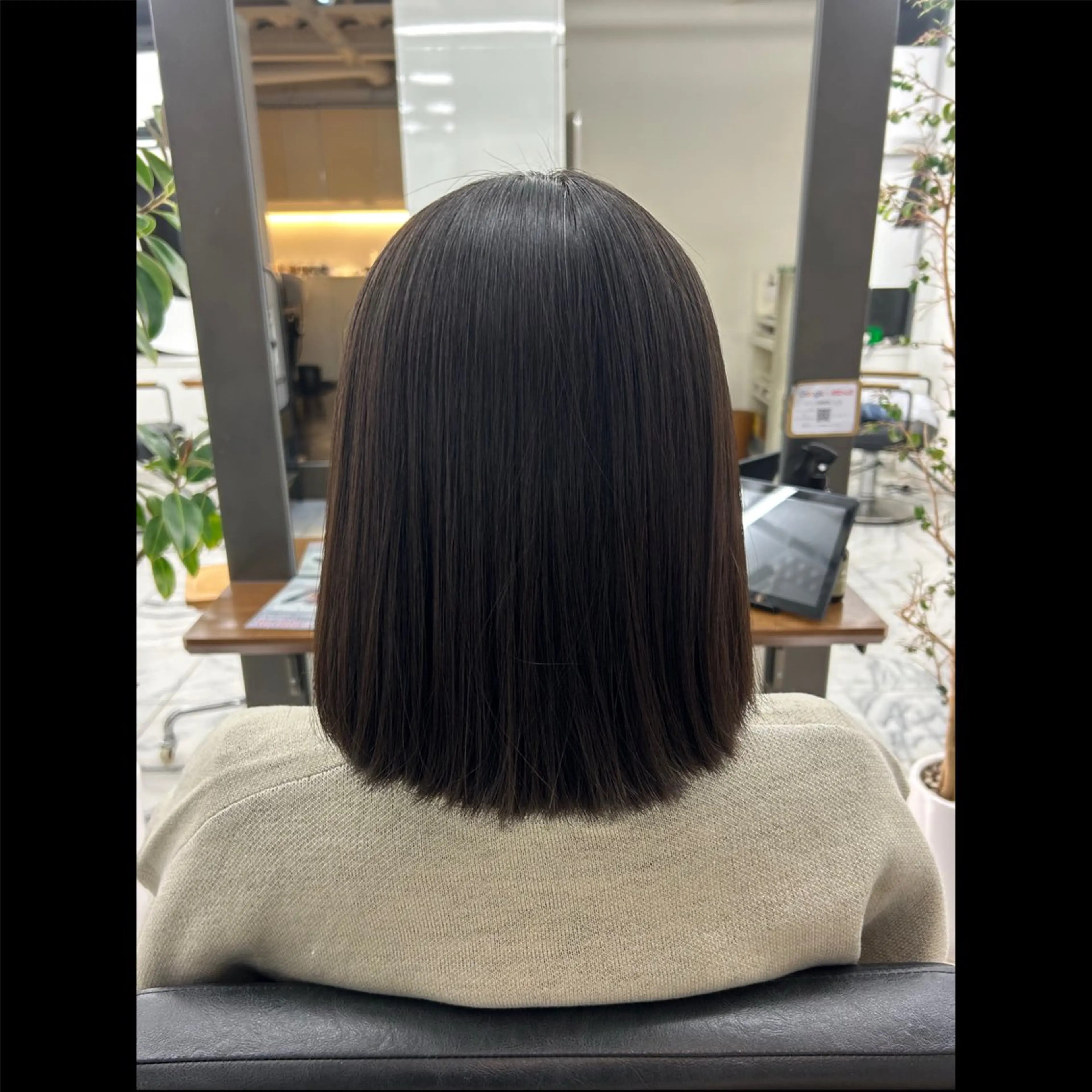 ミディアム 酸性ストレート カット 縮毛矯正 カットモデル/ボブ/ reina🐈‍⬛のヘアスタイル