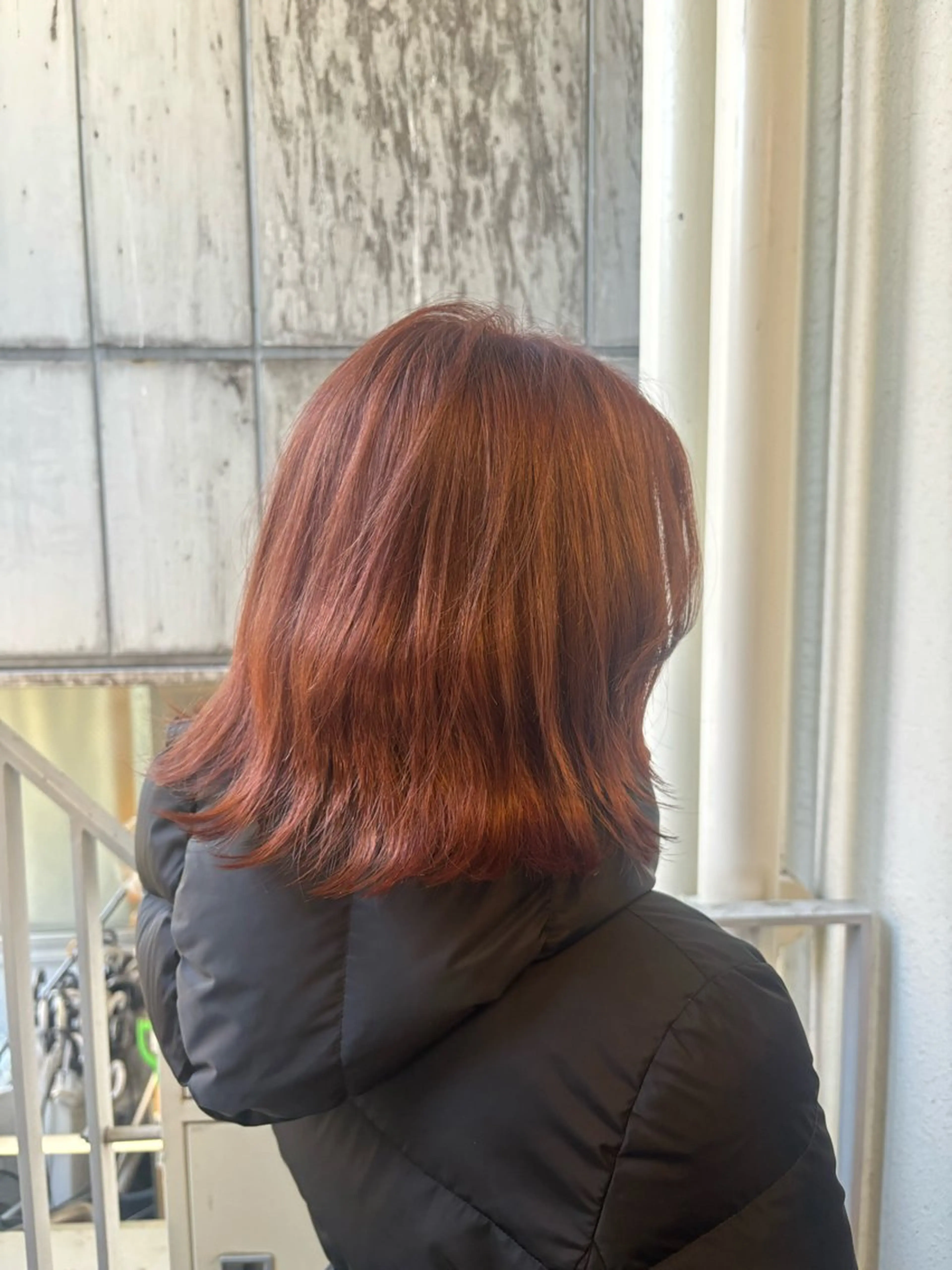 カラー ブリーチ ブラウンカラー ブリーチなしカラー オレンジ オレンジブラウン ヘアカラー YOLO 渋谷 nanamiのヘアスタイル