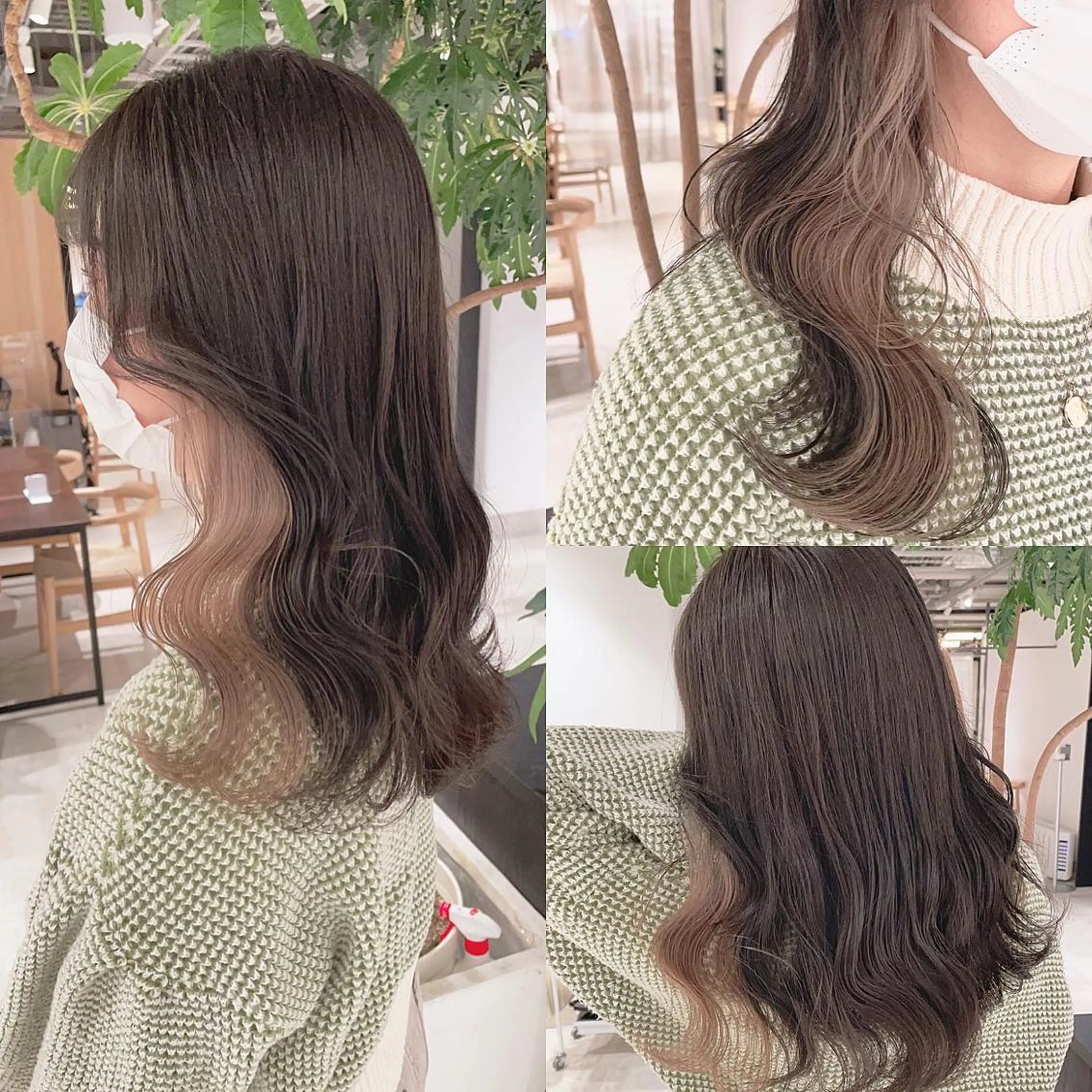 セミロング カラー ベージュカラー ブリーチ イヤリングカラー ミルクティーベージュ ヘアカラー トリートメント 渋谷:インナーカラー ／🍒エリカ🍒のヘアスタイル