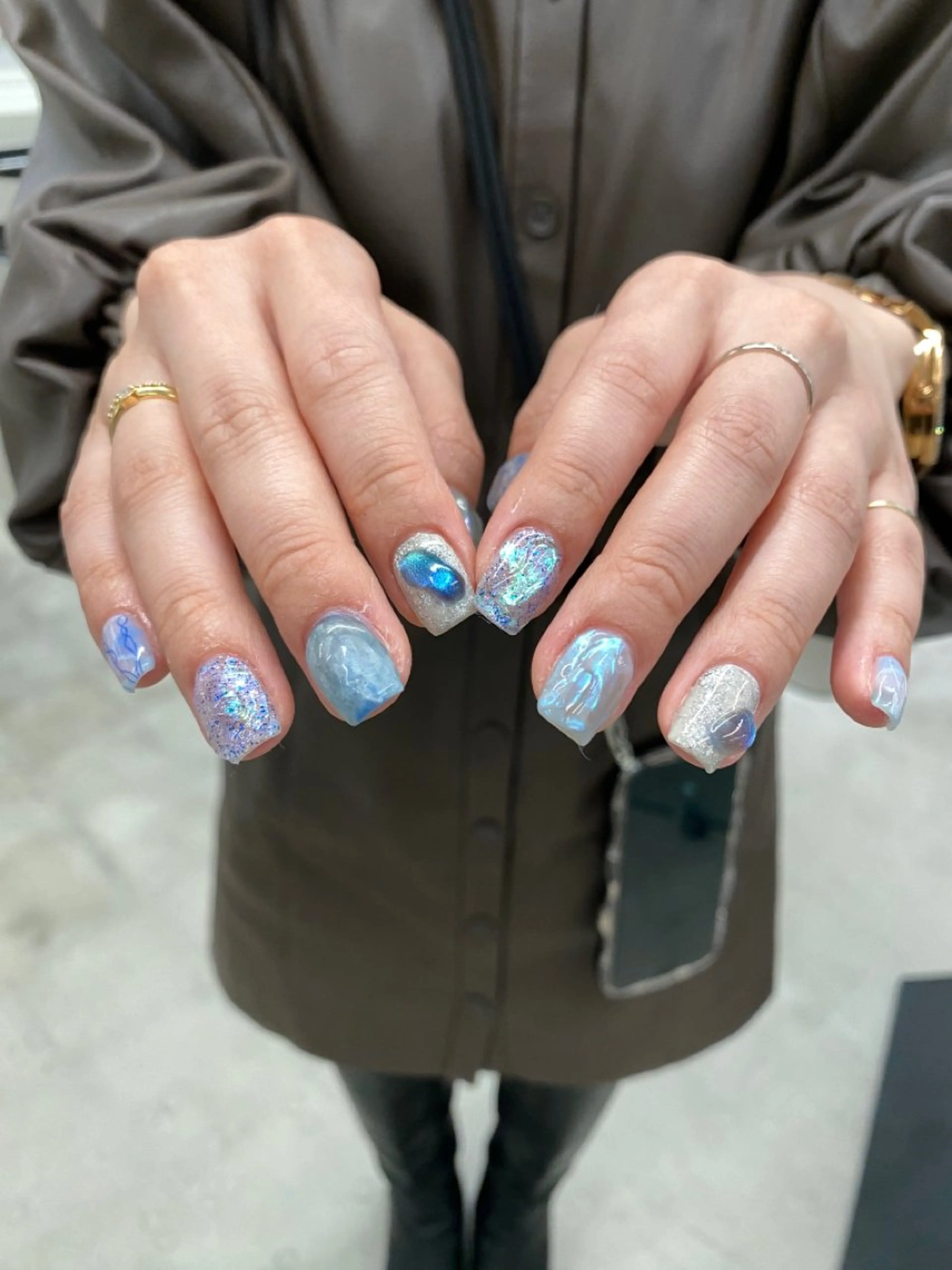ネイル ブルー ハンドネイル chika ／ nailのネイルデザイン