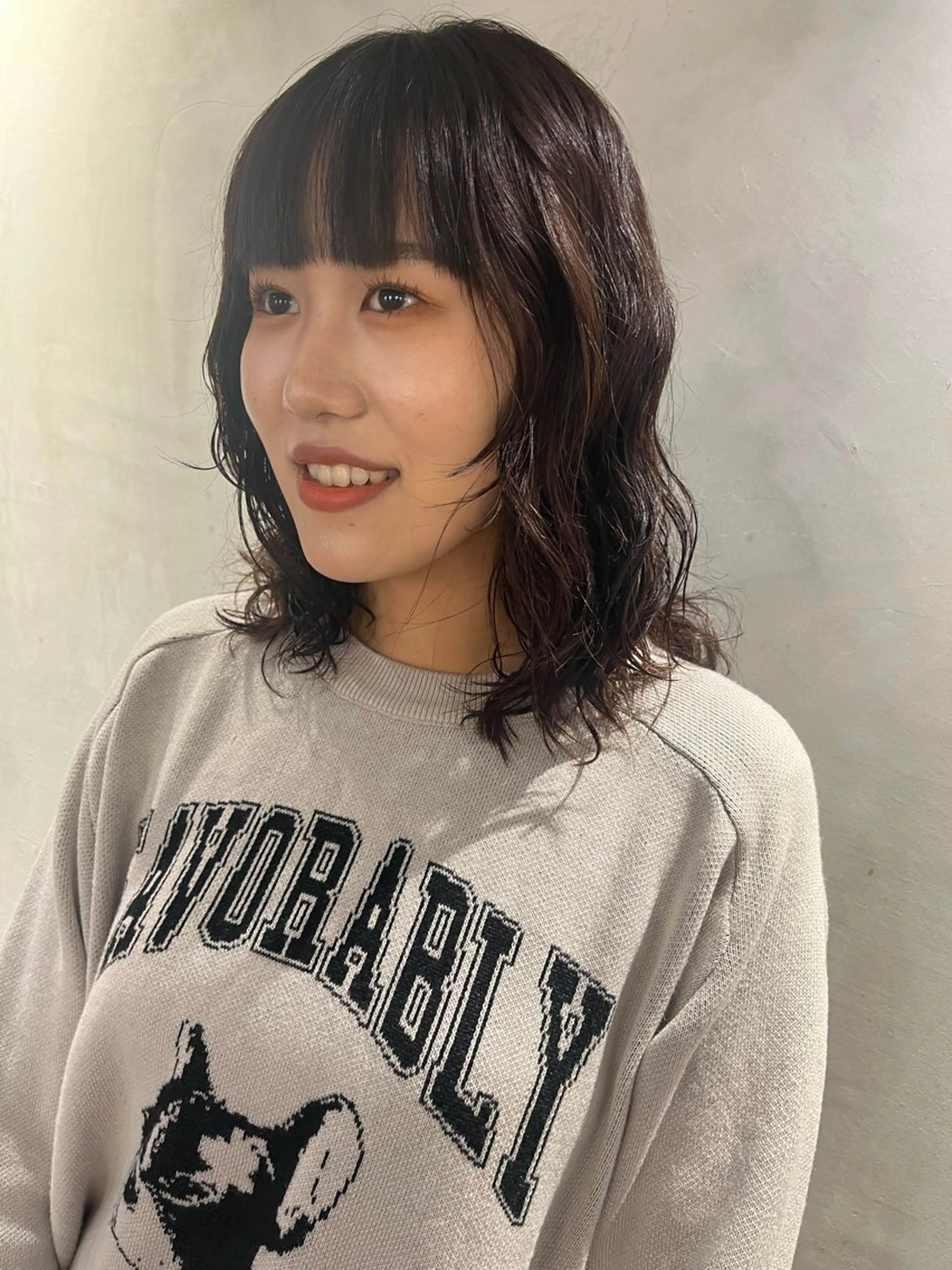 ミディアム パーマ レイヤーカット カット パーマ トリートメント GO TODAY シェアサロン 表参道Flos店所属・nishi fuyumiのその他イメージ