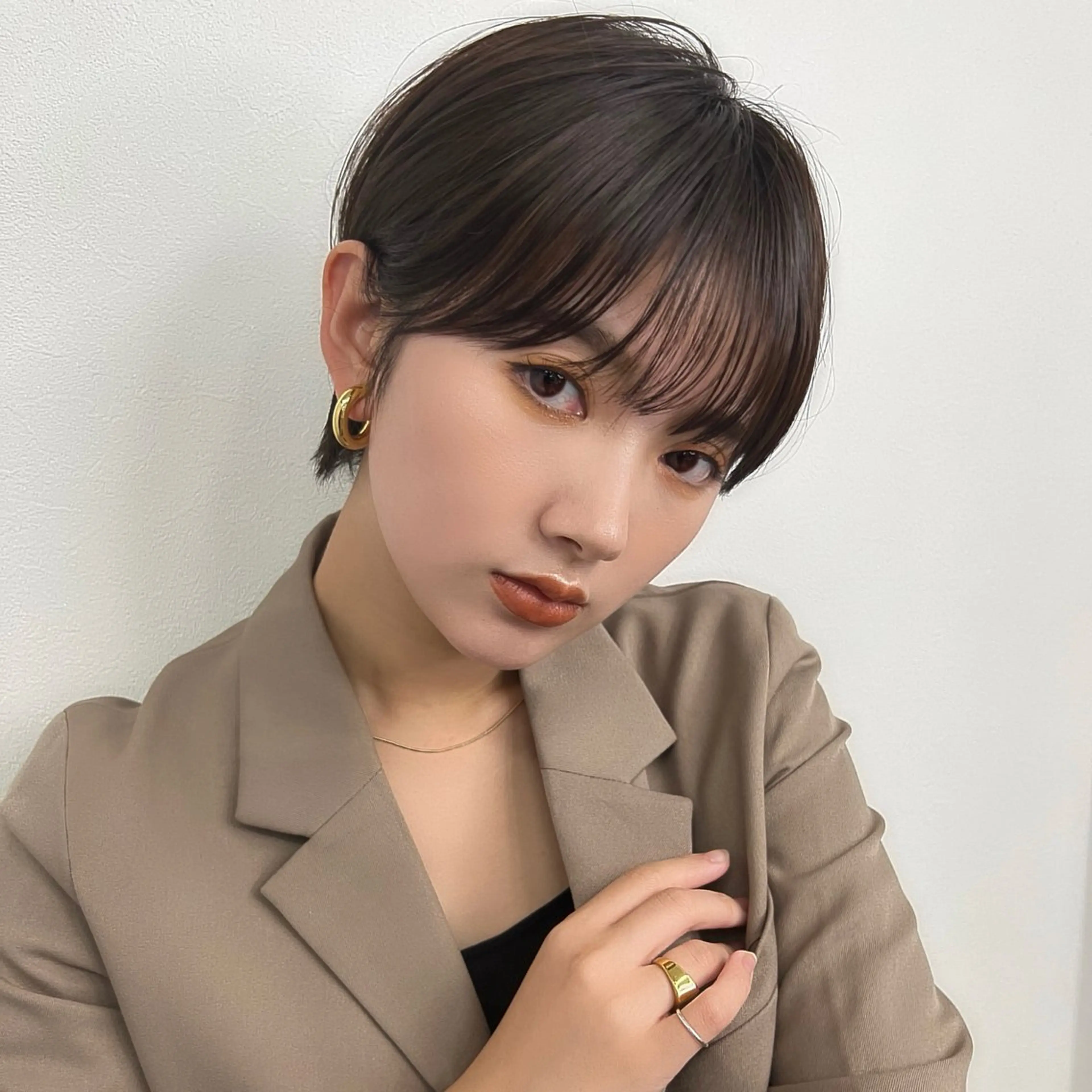 ショート ショートヘア カット ヘアカラー トリートメント レイヤー/韓国ボブ レイヤーボブ/住吉のヘアスタイル