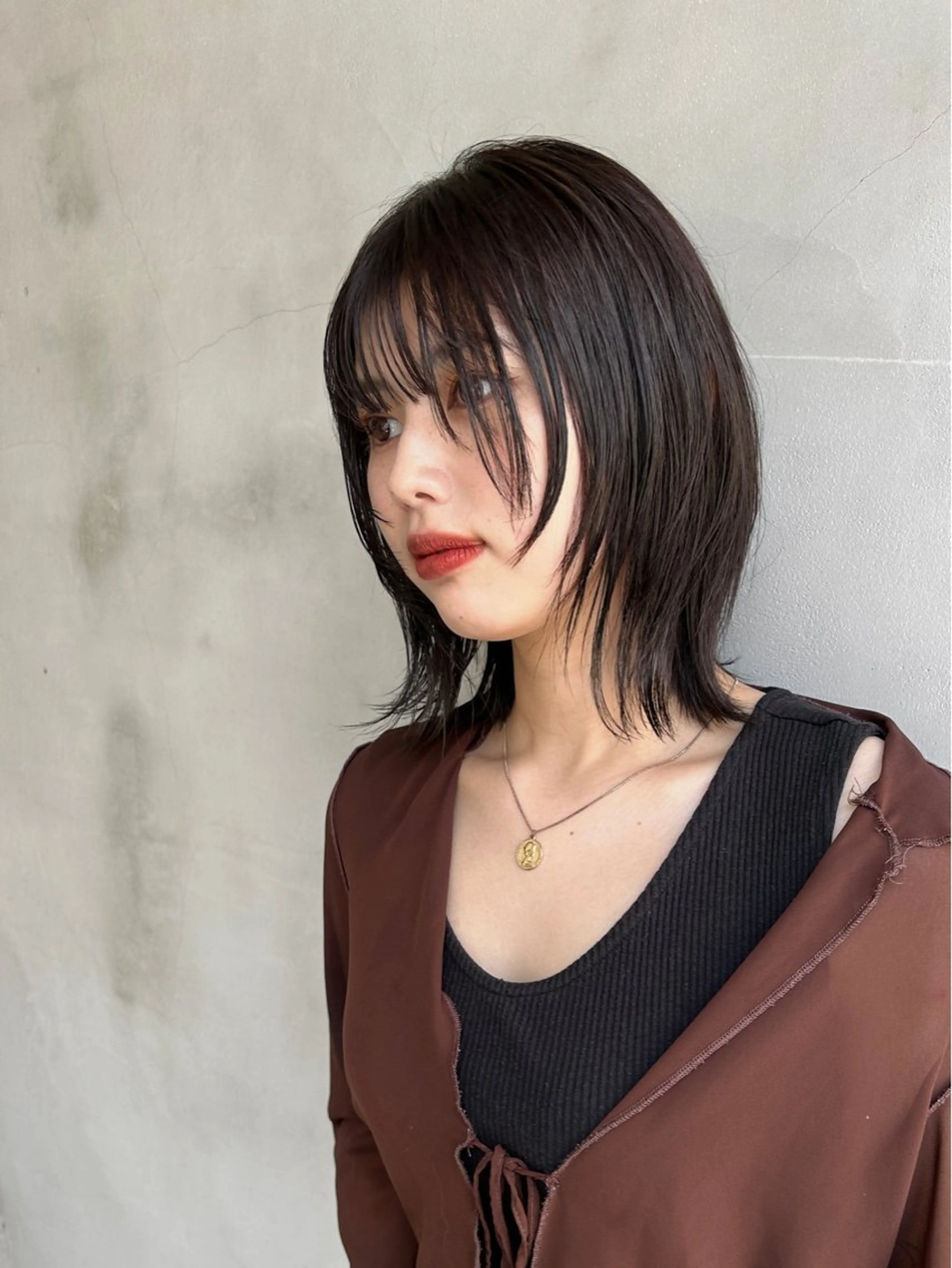 ミディアム ボブ 顔まわりレイヤー レイヤーカット パーマ/パーマ落とし /メンズカット/ヒロのヘアスタイル