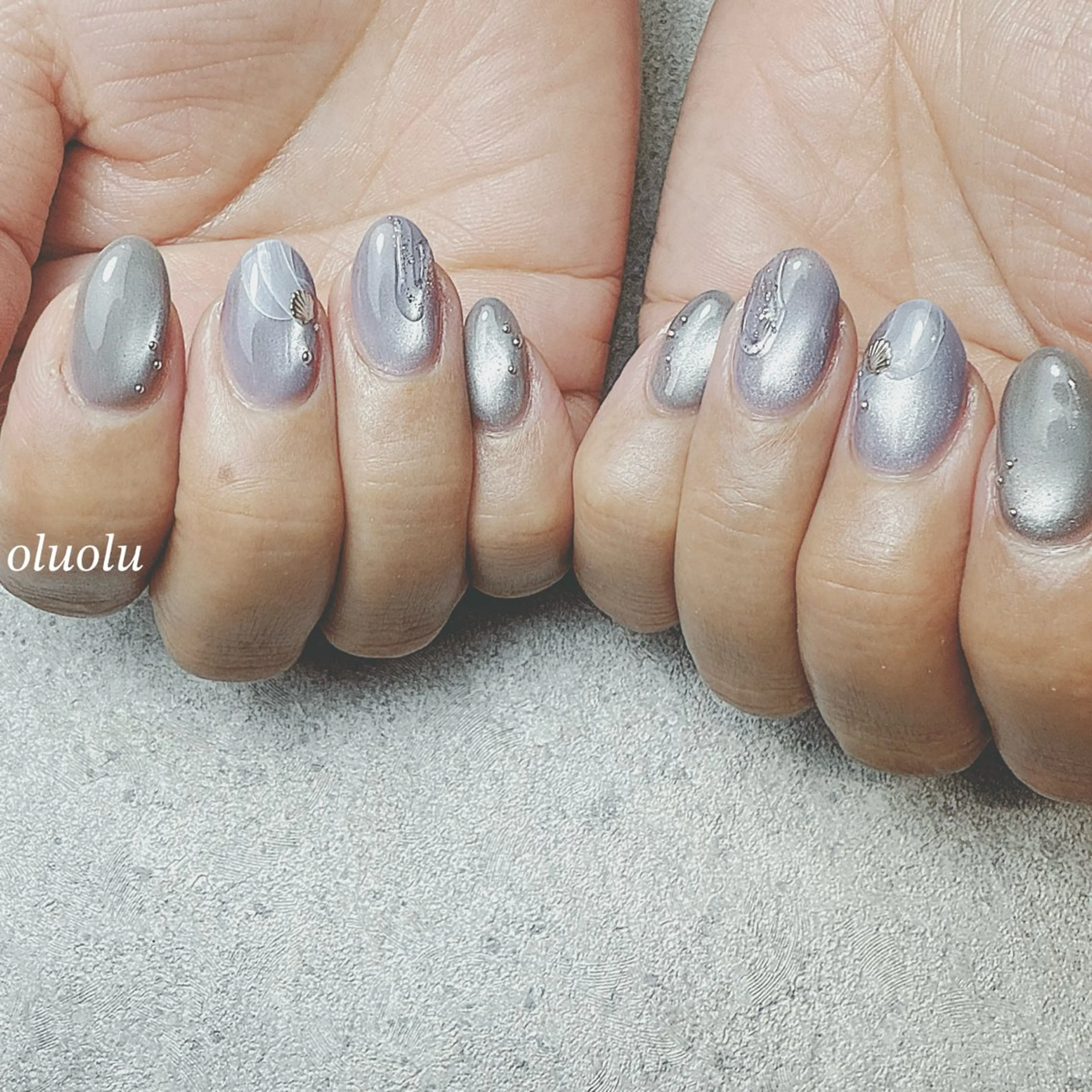 ネイル アートネイル フラッシュネイル マグネットネイル 夏ネイル ハンドネイル 大村 紬華のネイルデザイン