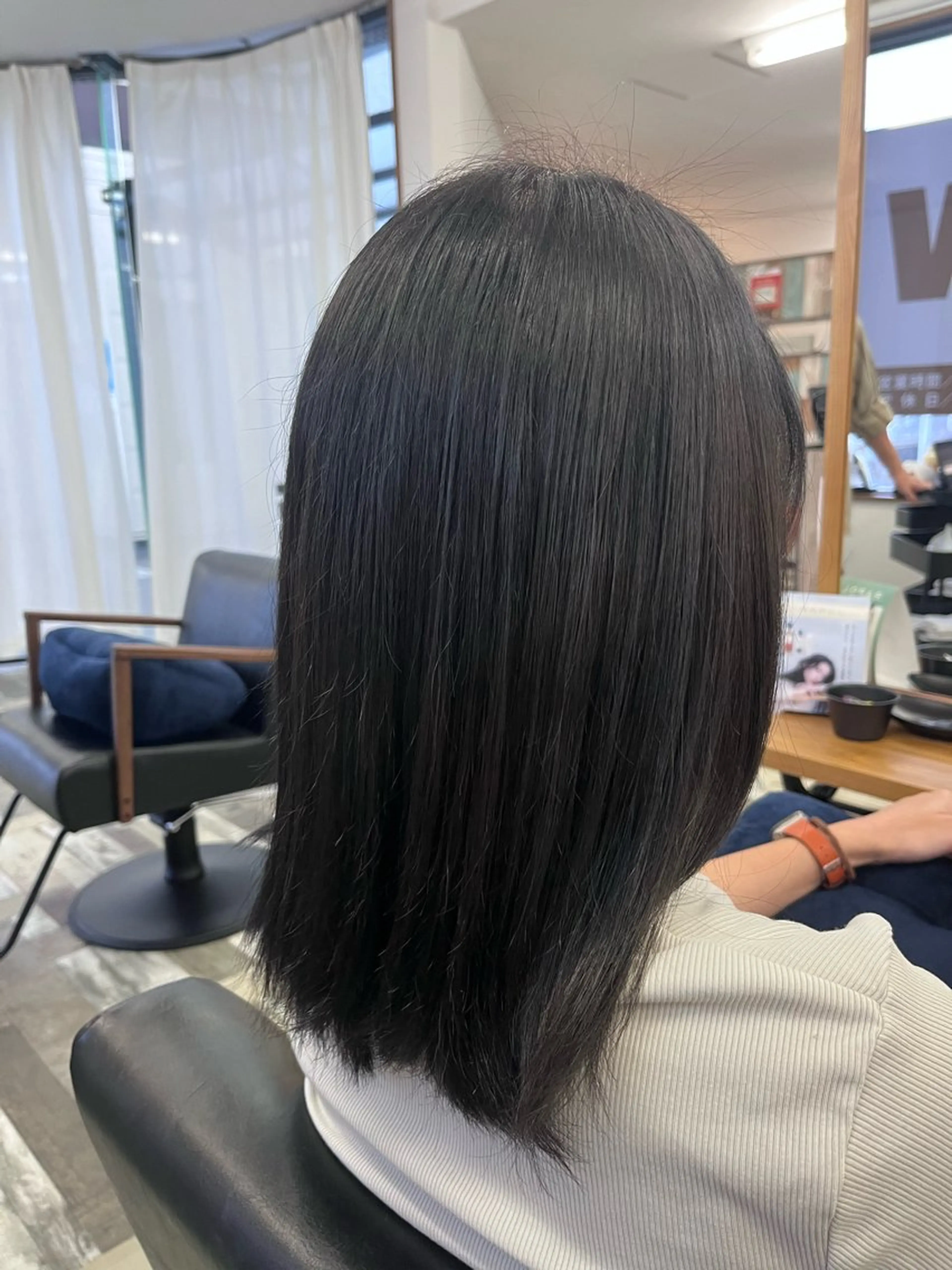 ミディアム カラー 黒髪 ブルーカラー ブルーブラック 透明感カラー カット ヘアカラー 浜松/透明感カラー 🌼菅沼愛梨🌼のヘアスタイル