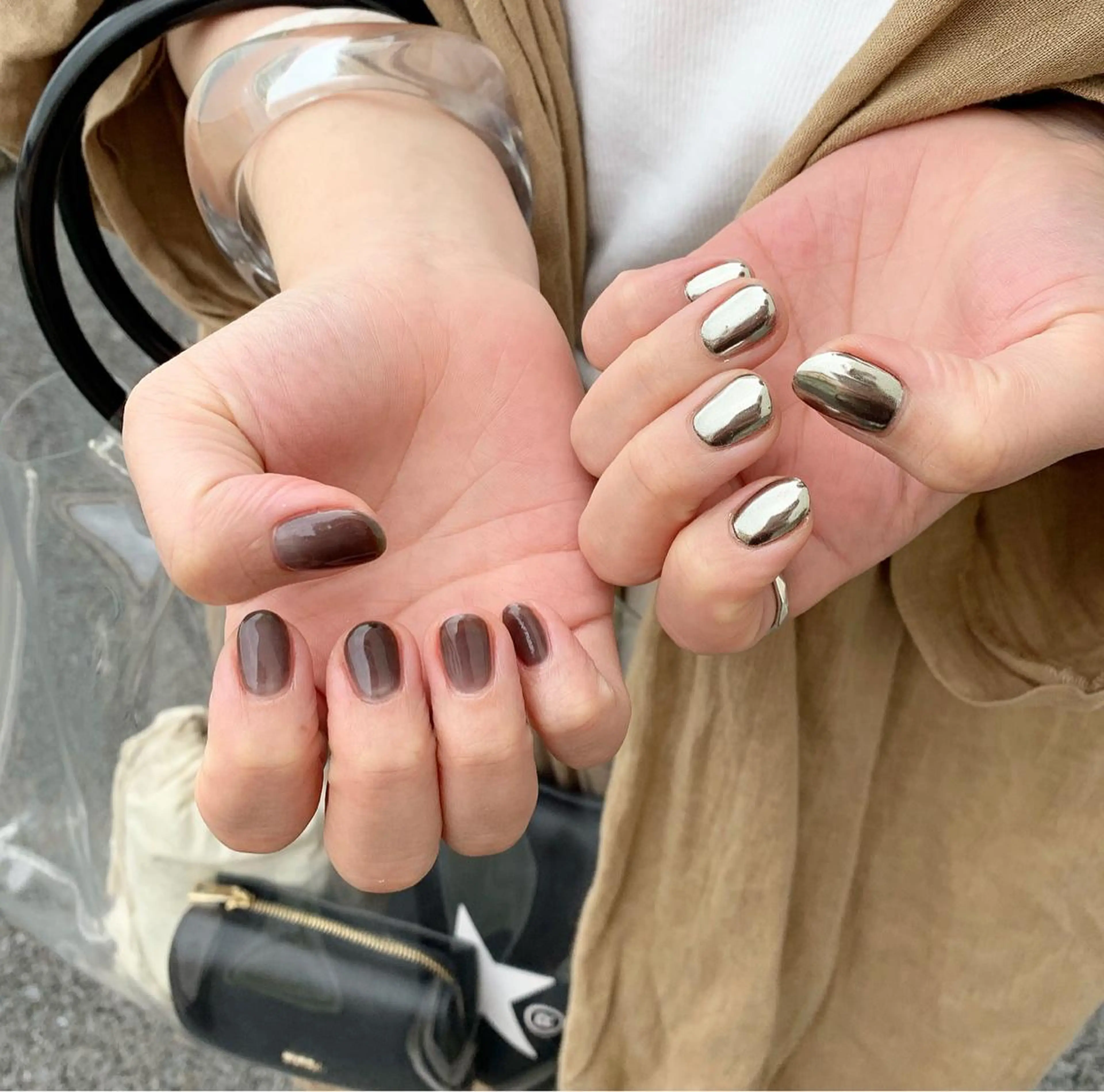 ネイル クリアネイル ミラーネイル 佐藤 穂乃香のネイルデザイン