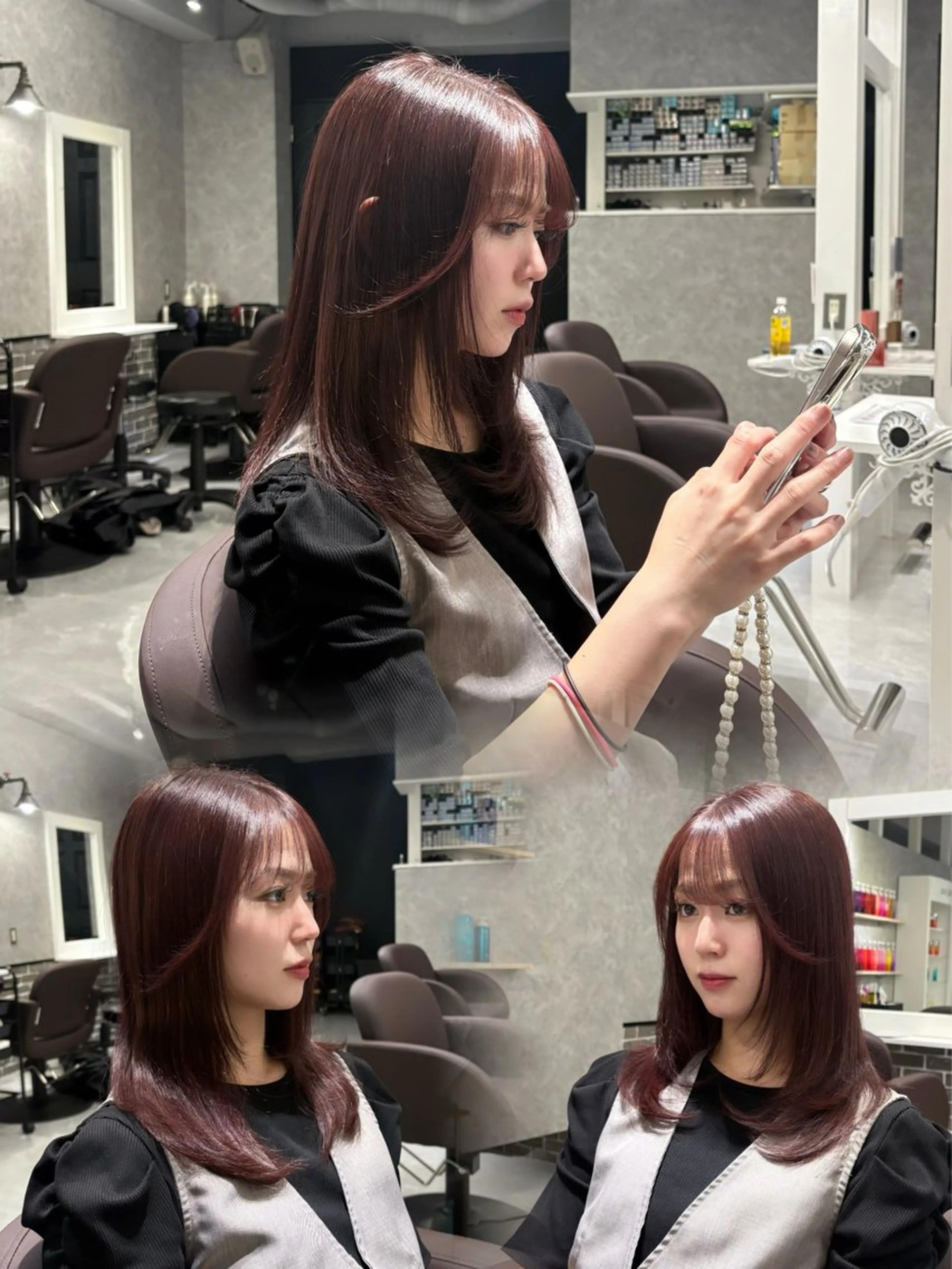ミディアム カット ヘアカラー トリートメント あい❤︎ /髪質改善/韓国巻きのヘアスタイル