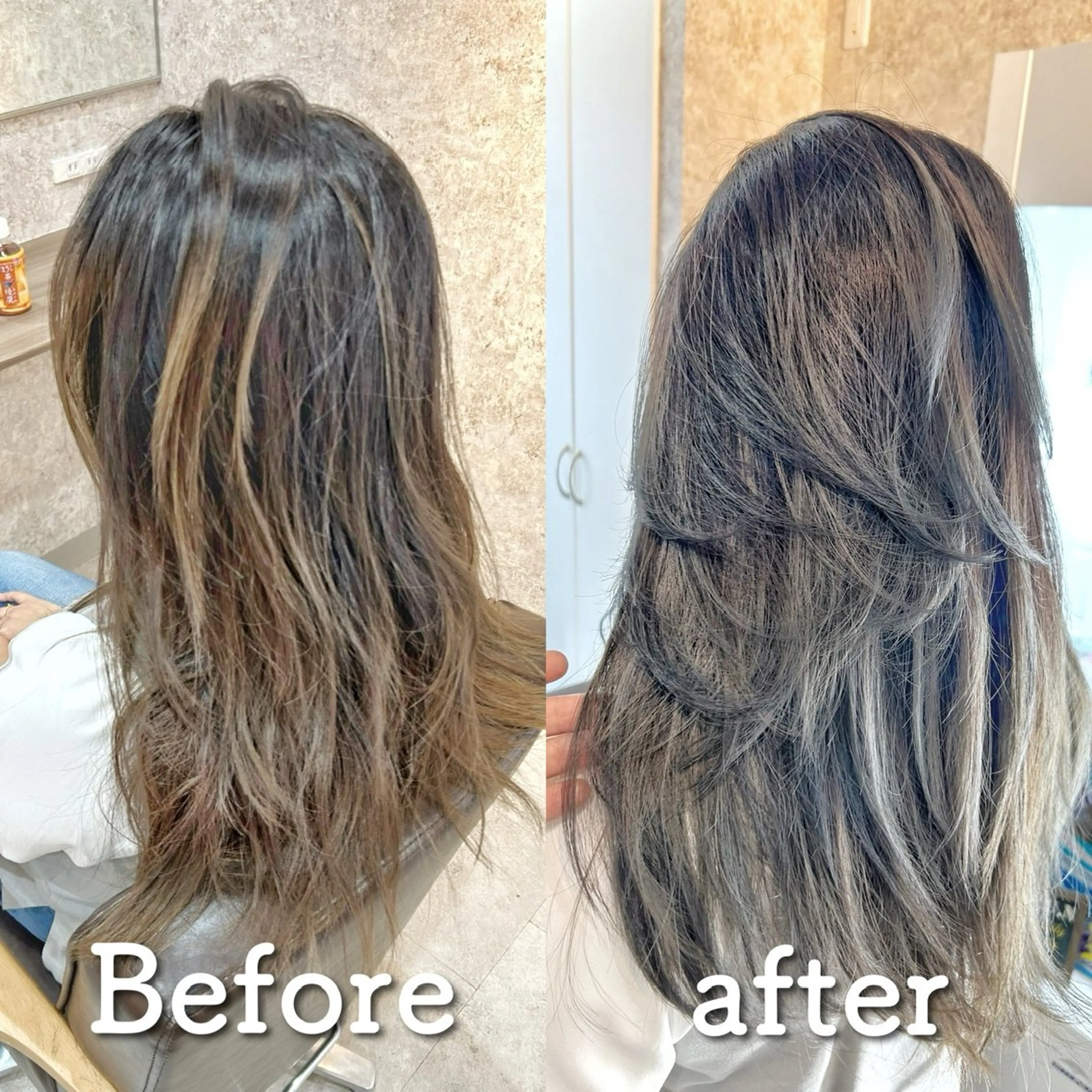 セミロング カラー ハイライトカラー ハイライト レイヤーカット 寺山 太啓のヘアスタイル