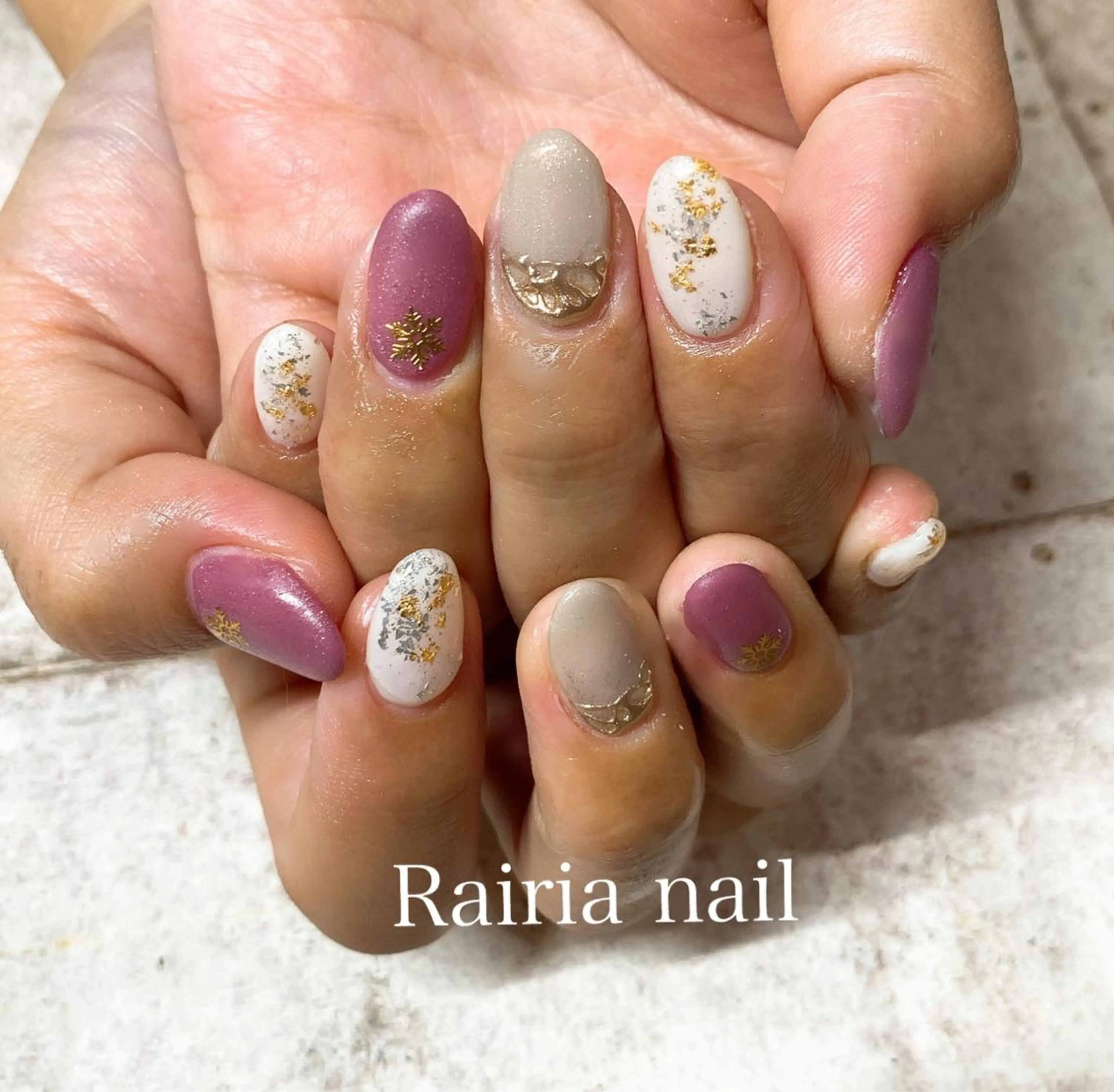 ネイル アートネイル ジェルネイル パラジェル 冬ネイル Rairia nail本八幡店のネイルデザイン