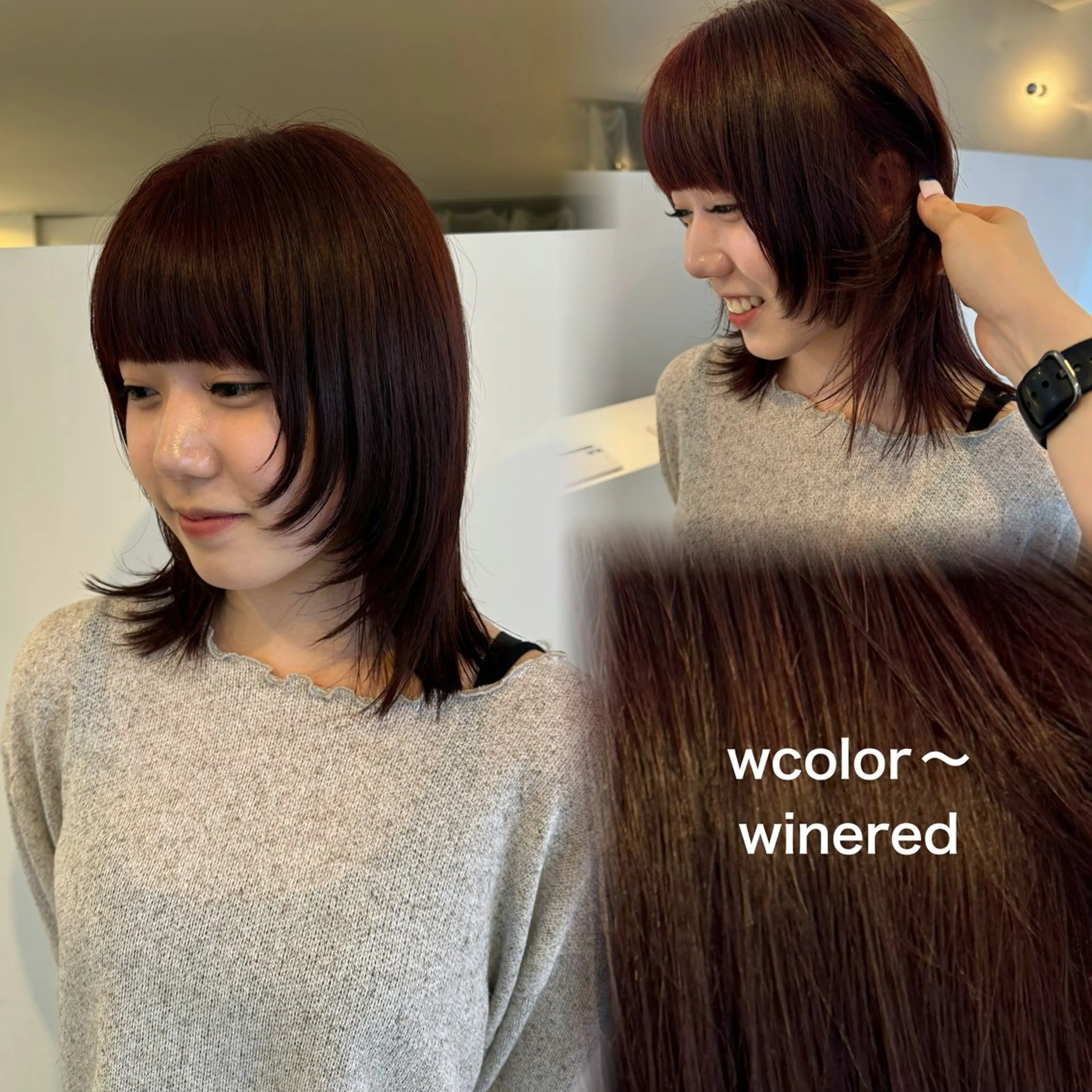 ミディアム カラー ブリーチ ダブルカラー インナーカラー ブリーチなしカラー ピンクカラー カット ヘアカラー トリートメント yard.長田 唯のヘアスタイル