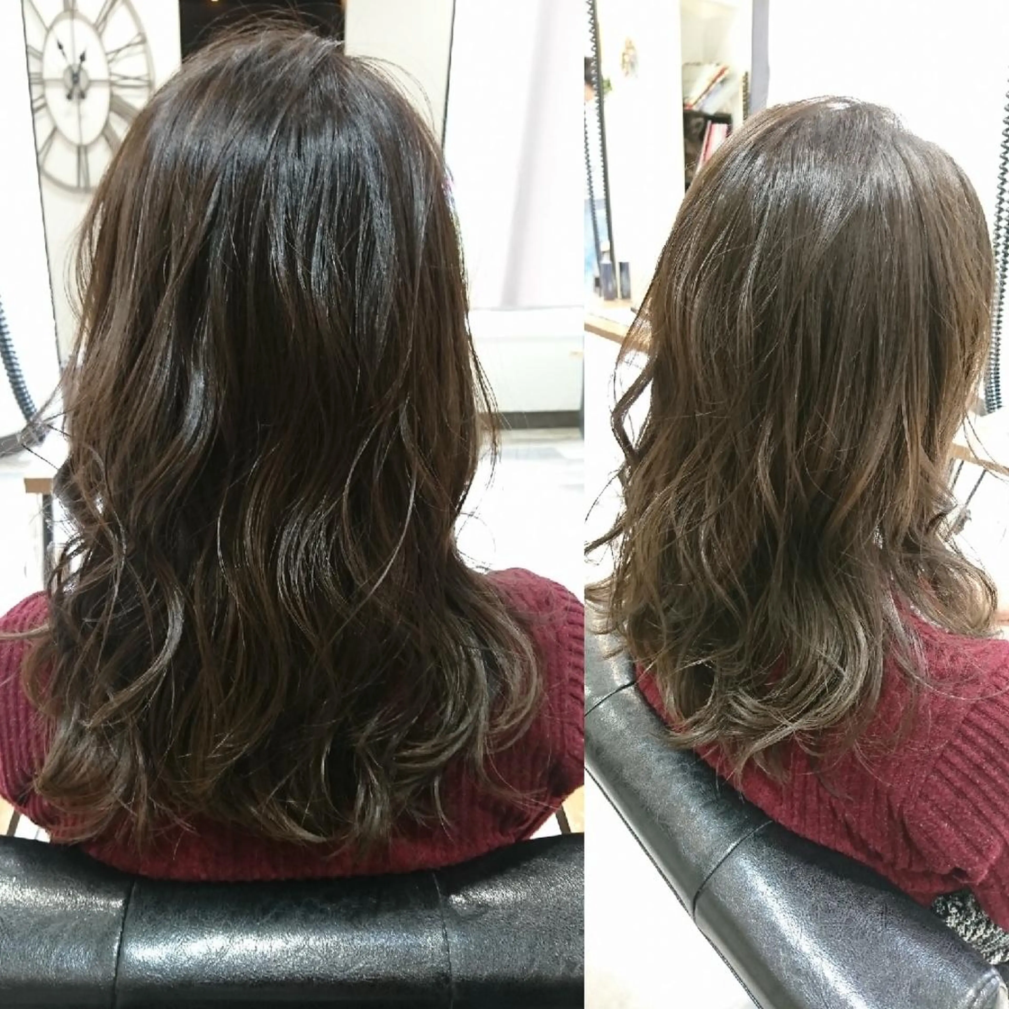 ミディアム カラー アッシュ ベージュカラー 艶カラー/インナー /グラデ/大西小百合のヘアスタイル