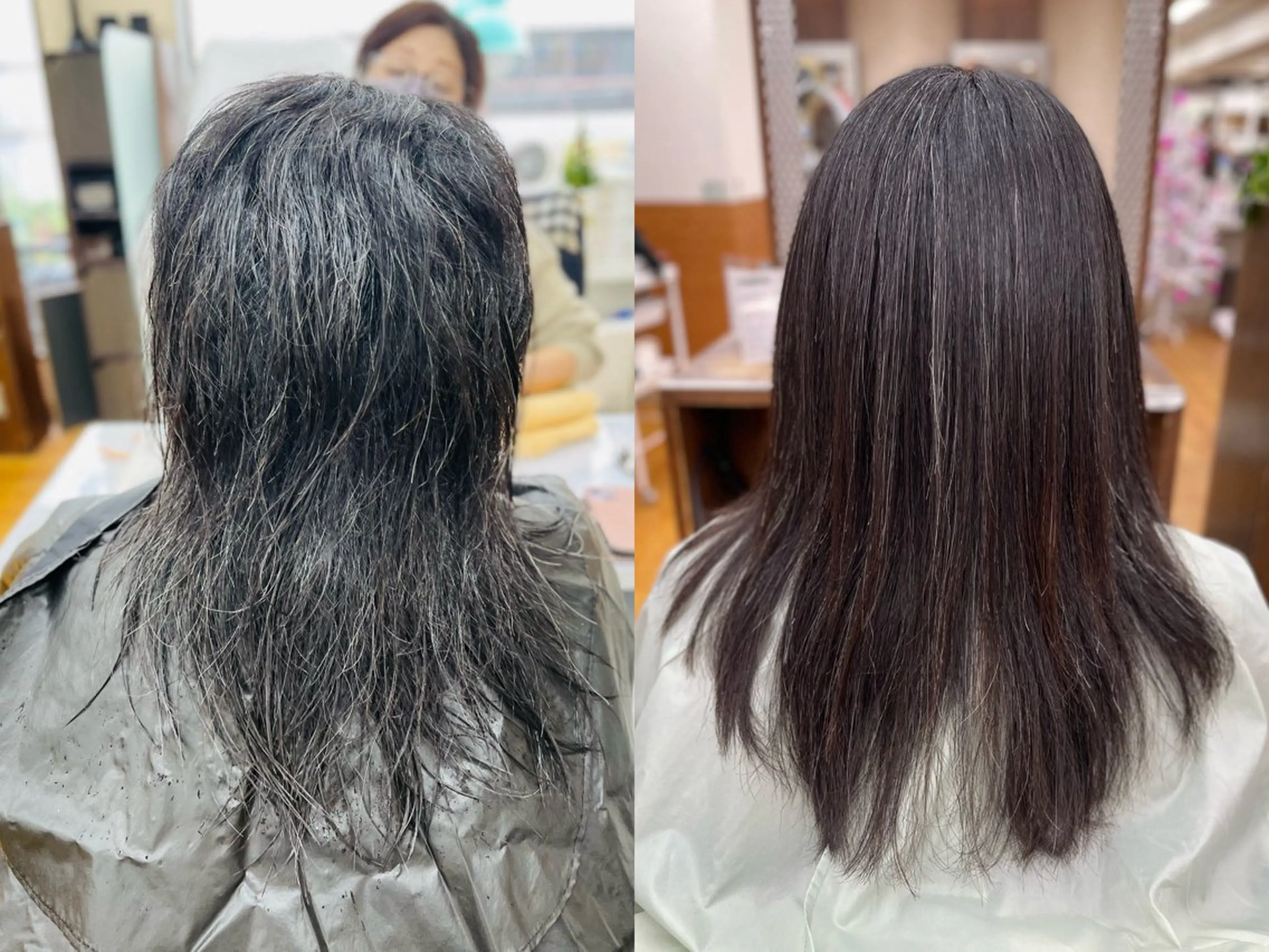 セミロング パーマ 縮毛矯正 ふくおか ななのヘアスタイル