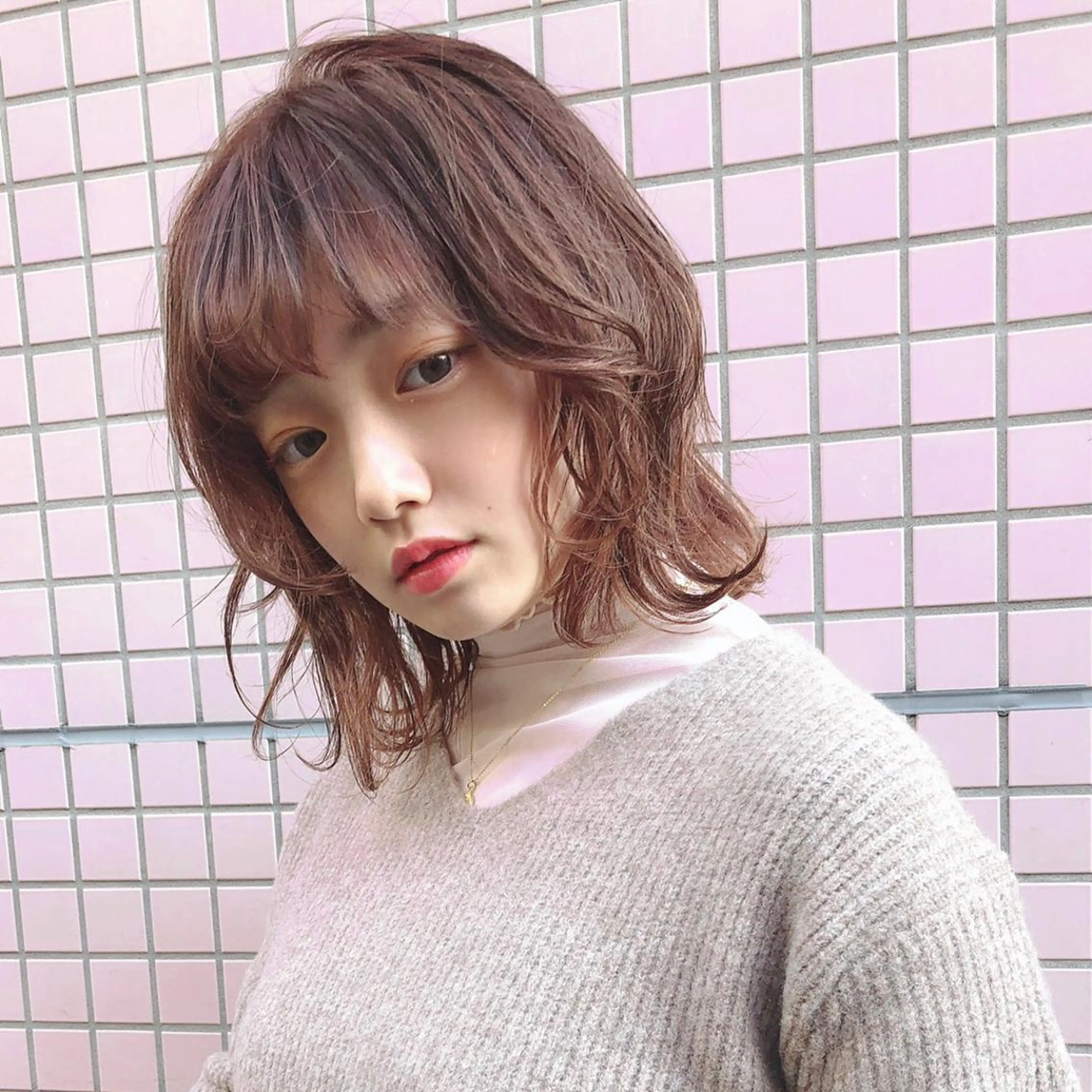 ミディアム カラー カット ヘアカラー 縮毛矯正 KANA/ボブ/ インナーカラー/艶髪のヘアスタイル