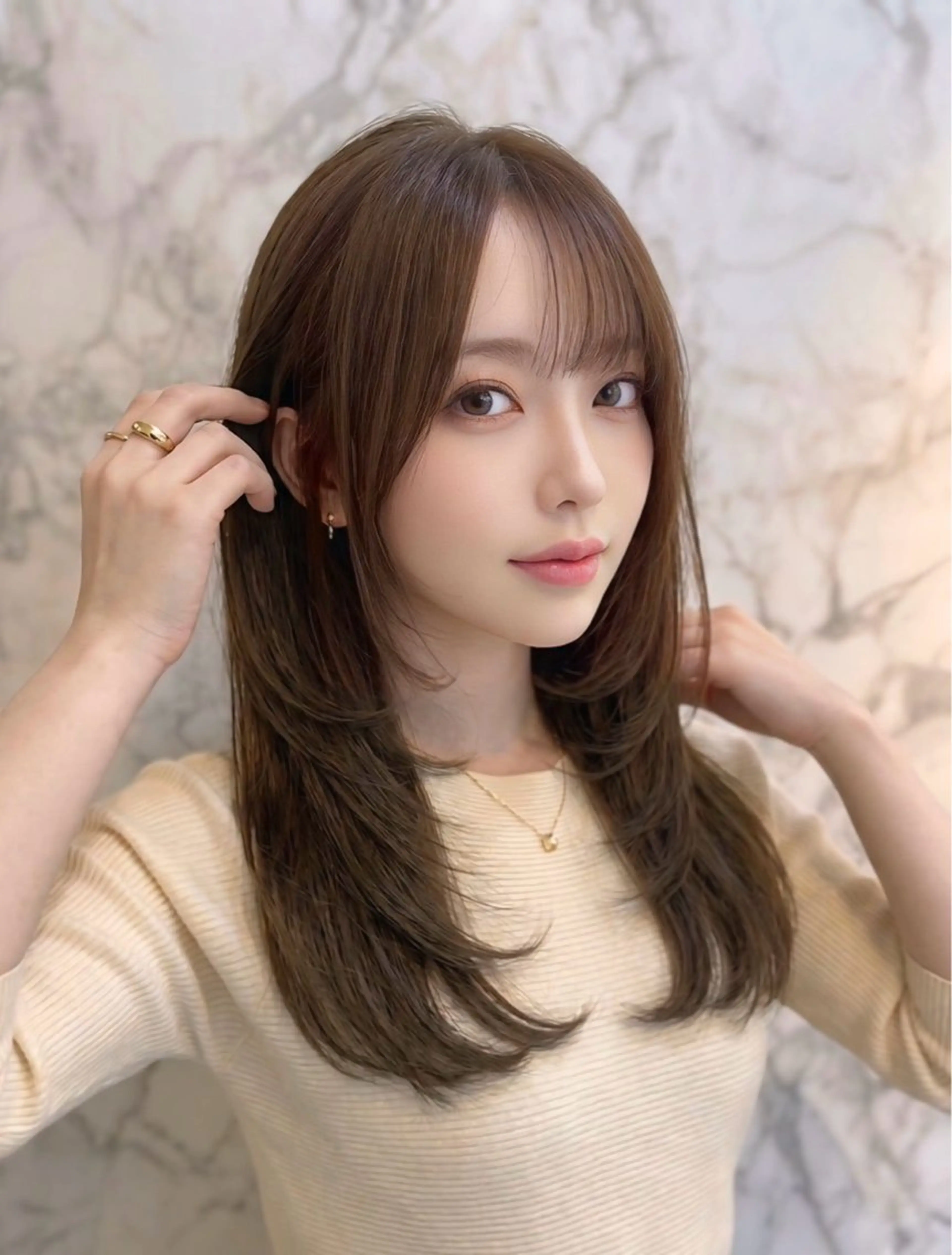 セミロング カラー カット ヘアカラー トリートメント せいと🌟韓国風| 艶髪ストレート|上尾のヘアスタイル