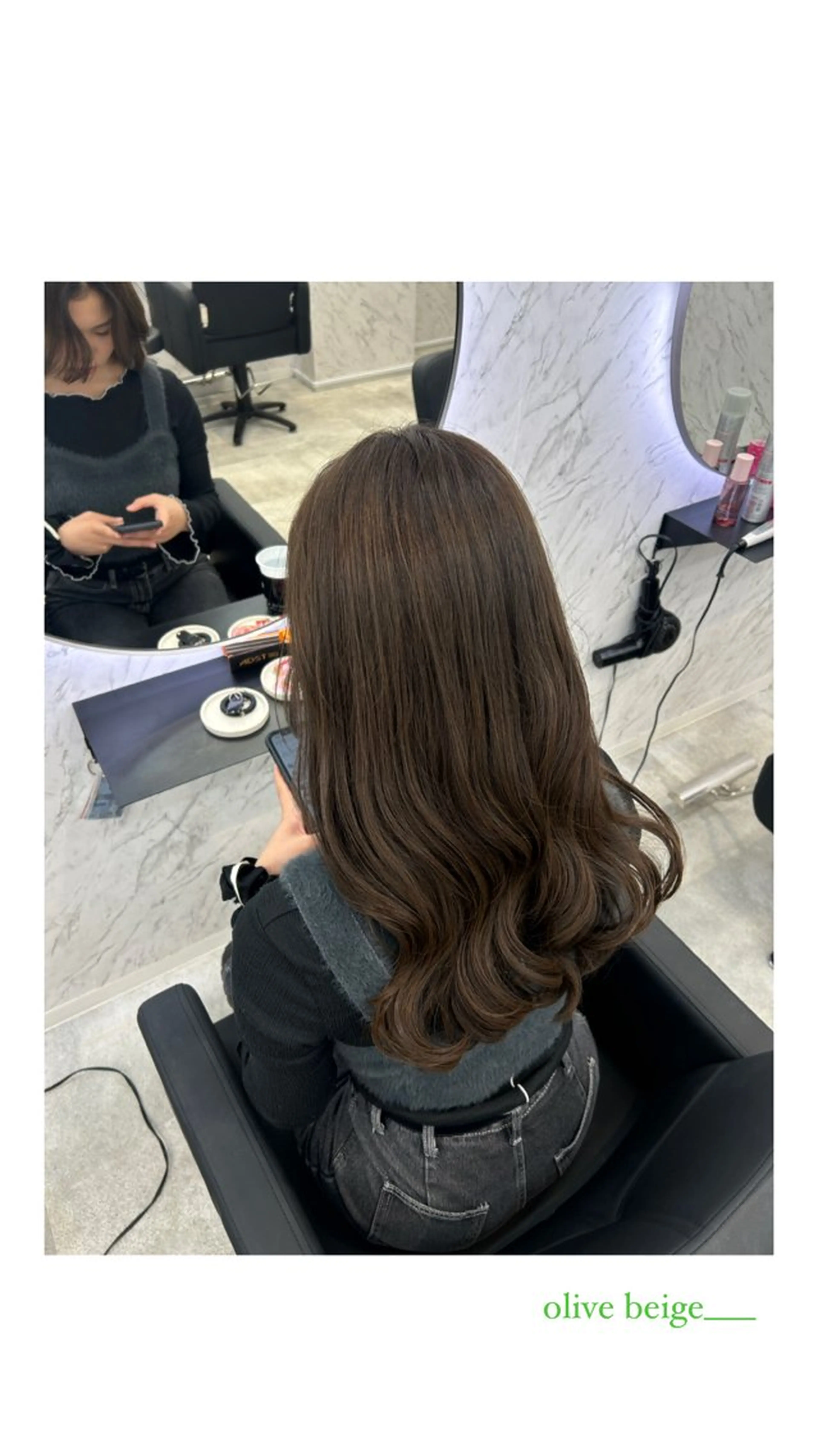 ロング カラー ベージュカラー オリーブベージュ カット¥1100 ✂️MIUのヘアスタイル