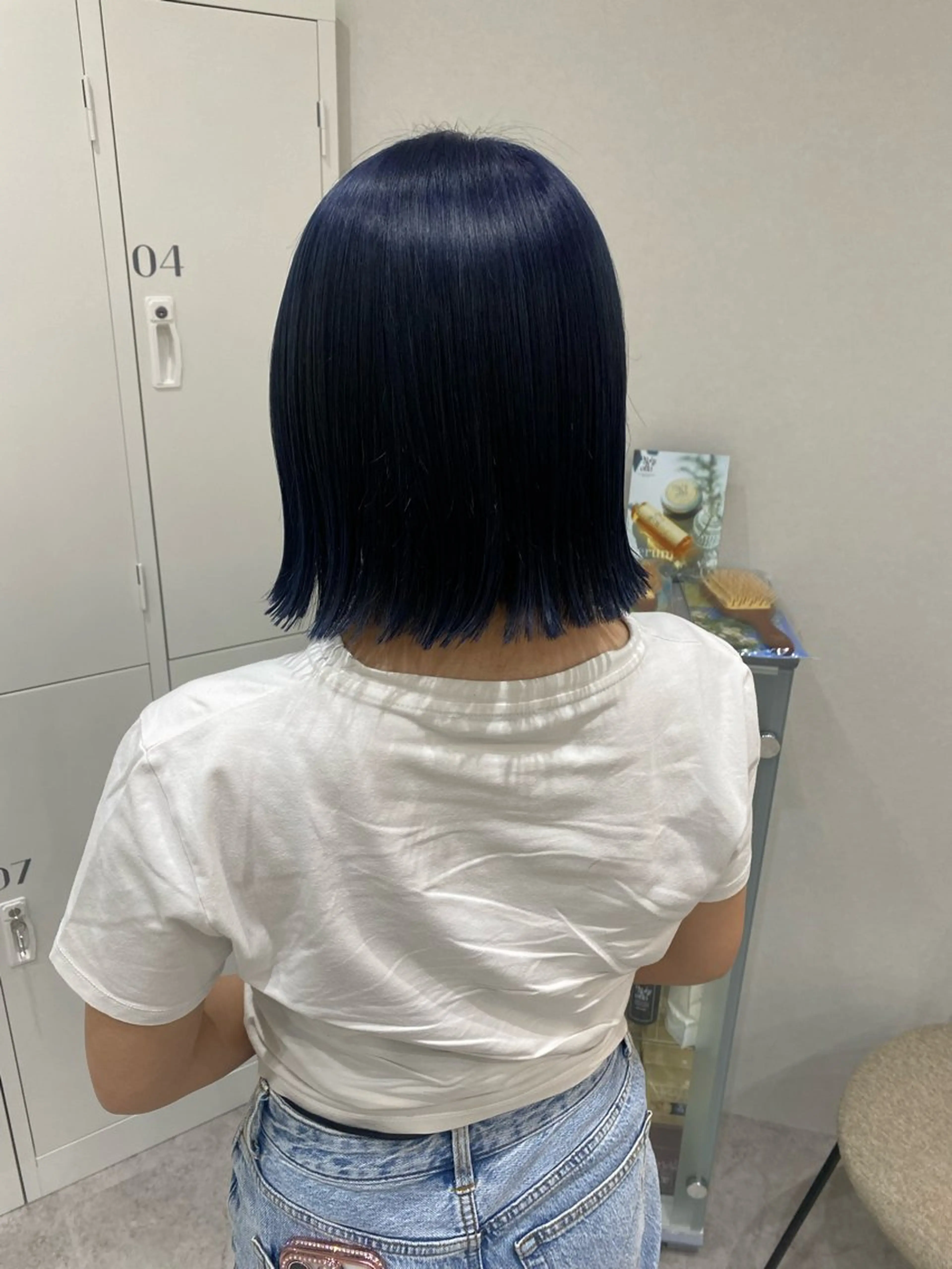 ミディアム カラー ヘアアレンジ ブルーカラー ネイビーカラー ヘアカラー ボブ /ニュアンス/ satomi🧸💖のヘアスタイル
