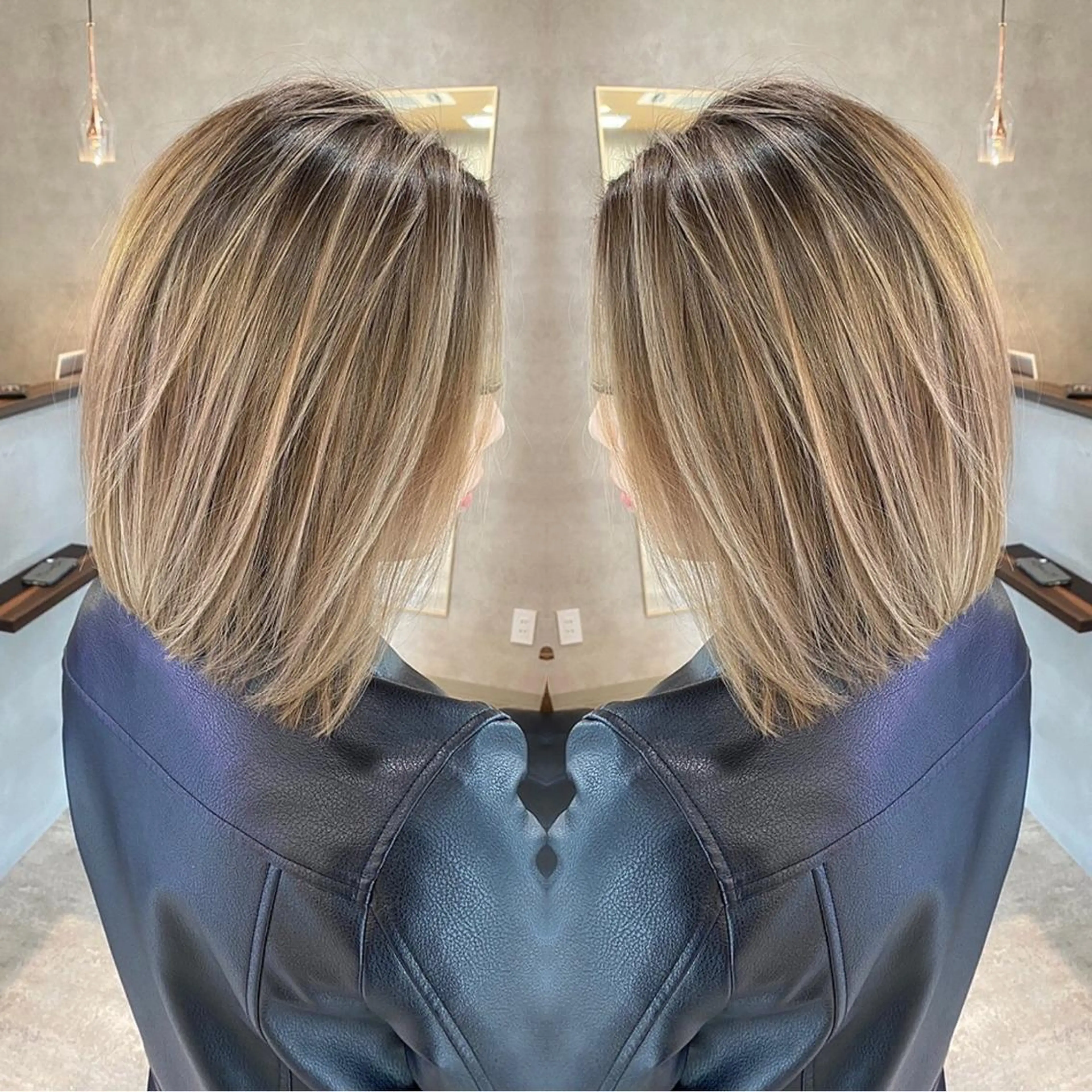 ミディアム カラー バレイヤージュ ベージュカラー レイヤーカット ヘアカラー トリートメント RIENSリエンス ✂️木村康二✂️のヘアスタイル