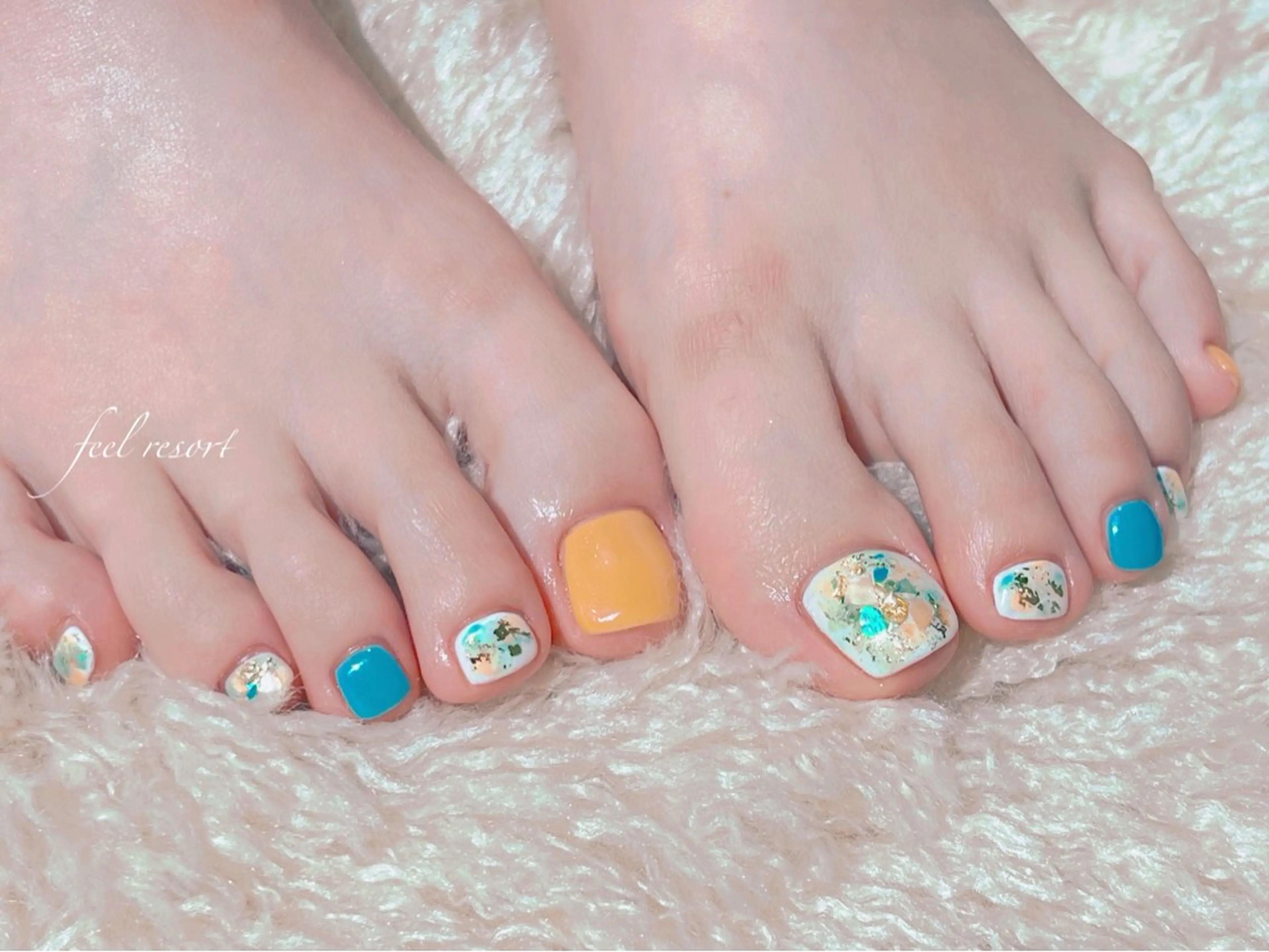 ネイル アートネイル 長さ出し フットネイル フレンチネイル ジェルネイル フットネイル Lien（リアン） 銀座駅6分のネイルデザイン