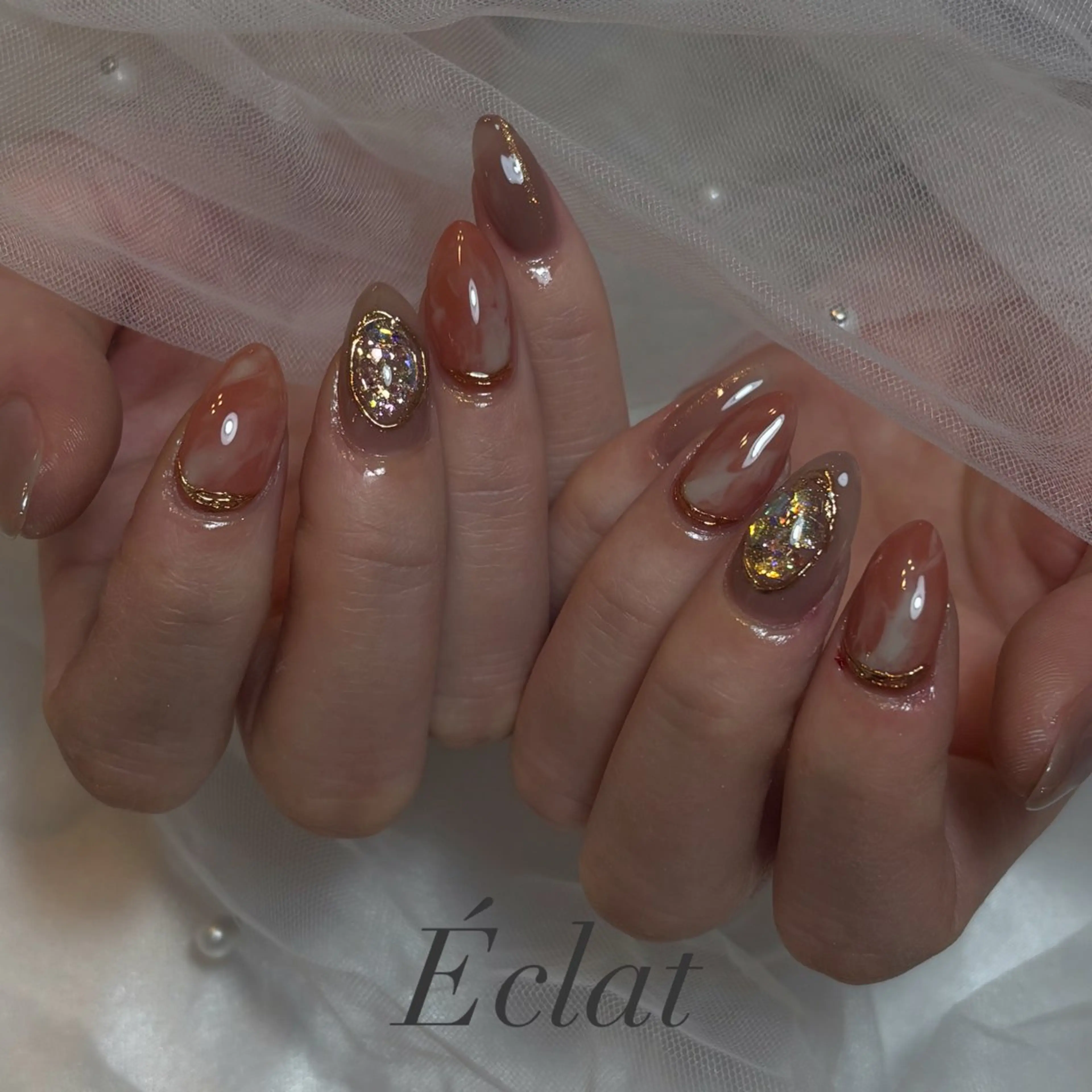 ネイル 長さ出し ハンドネイル nail salon Éclatのネイルデザイン
