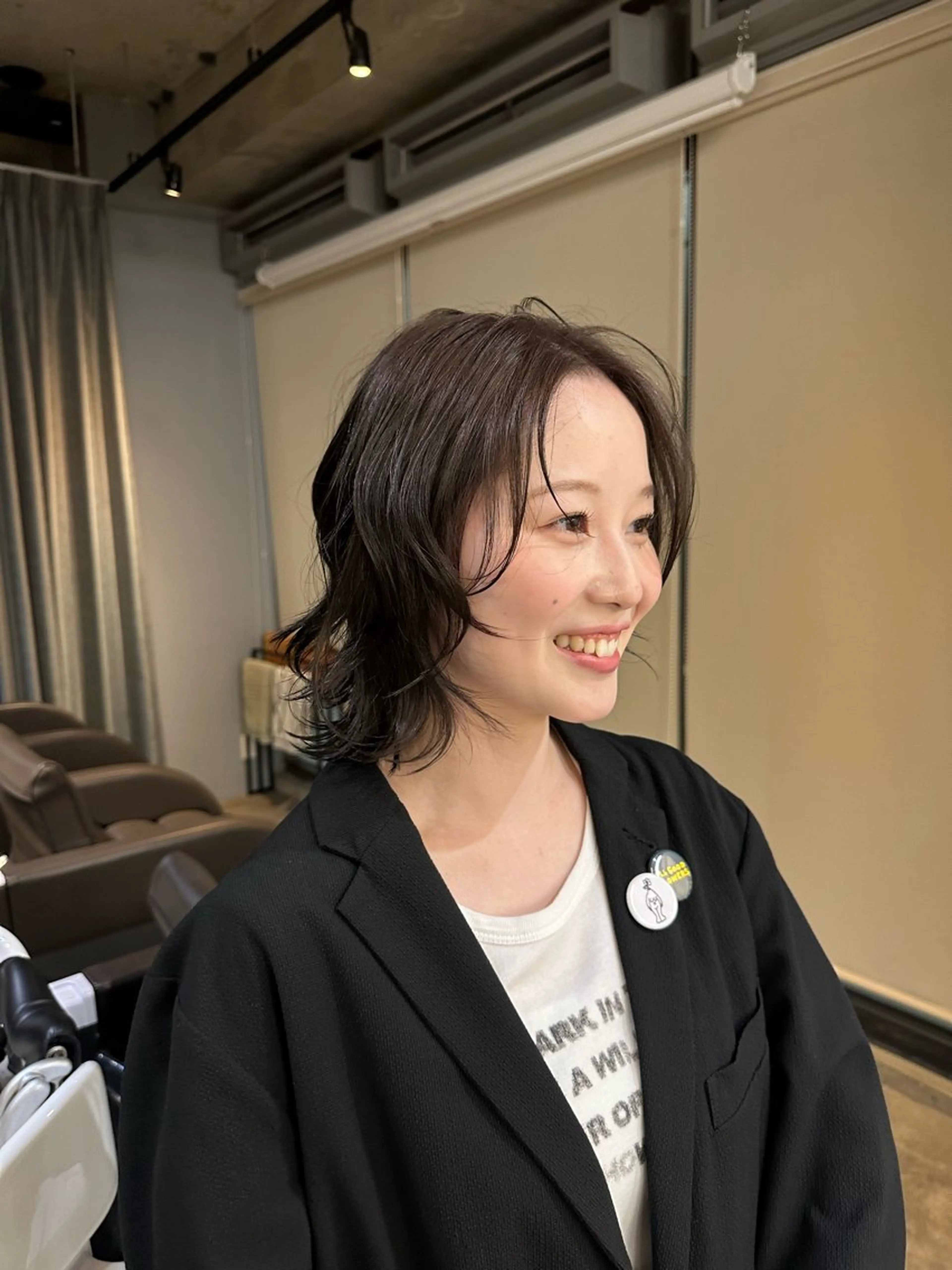 ミディアム カラー パーマ ミディアムパーマ グレージュ ラベンダーカラー ラベンダーグレージュ ラベンダーグレー さとう あやかのヘアスタイル