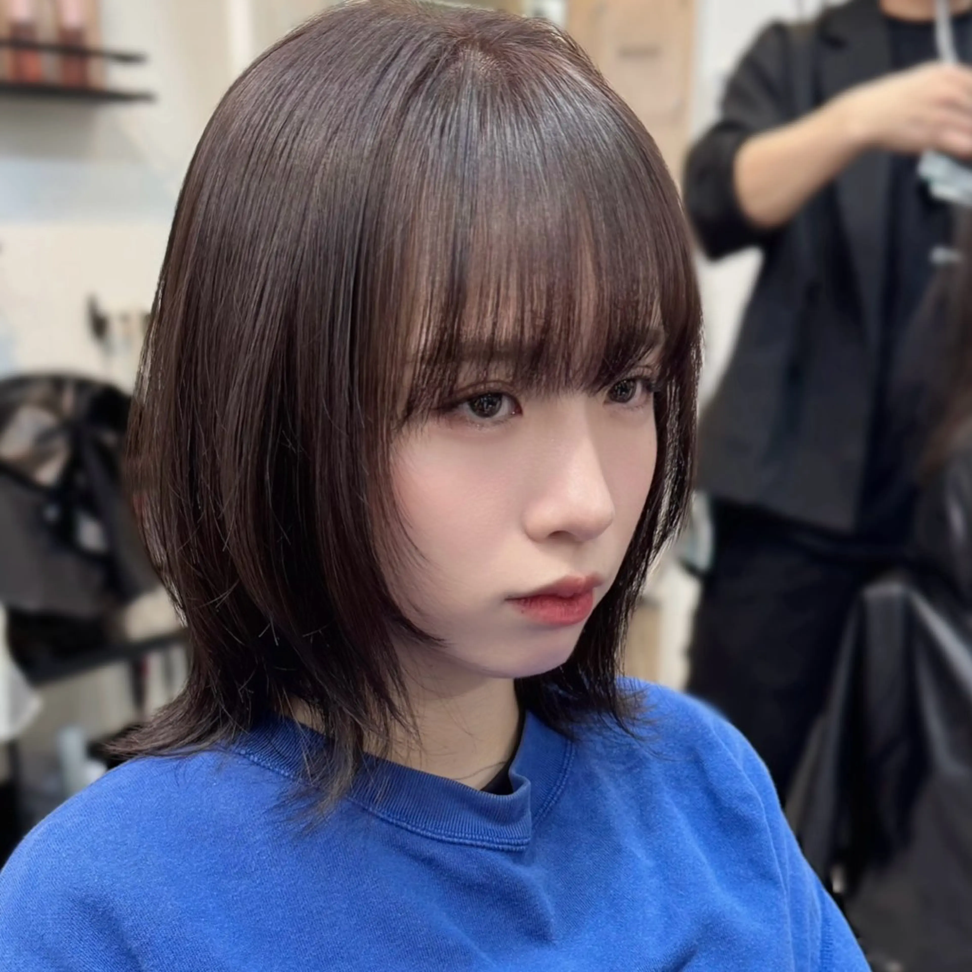 ミディアム カラー たぴ。ぱつっとボブ/ つや髪🍒髪質改善のヘアスタイル
