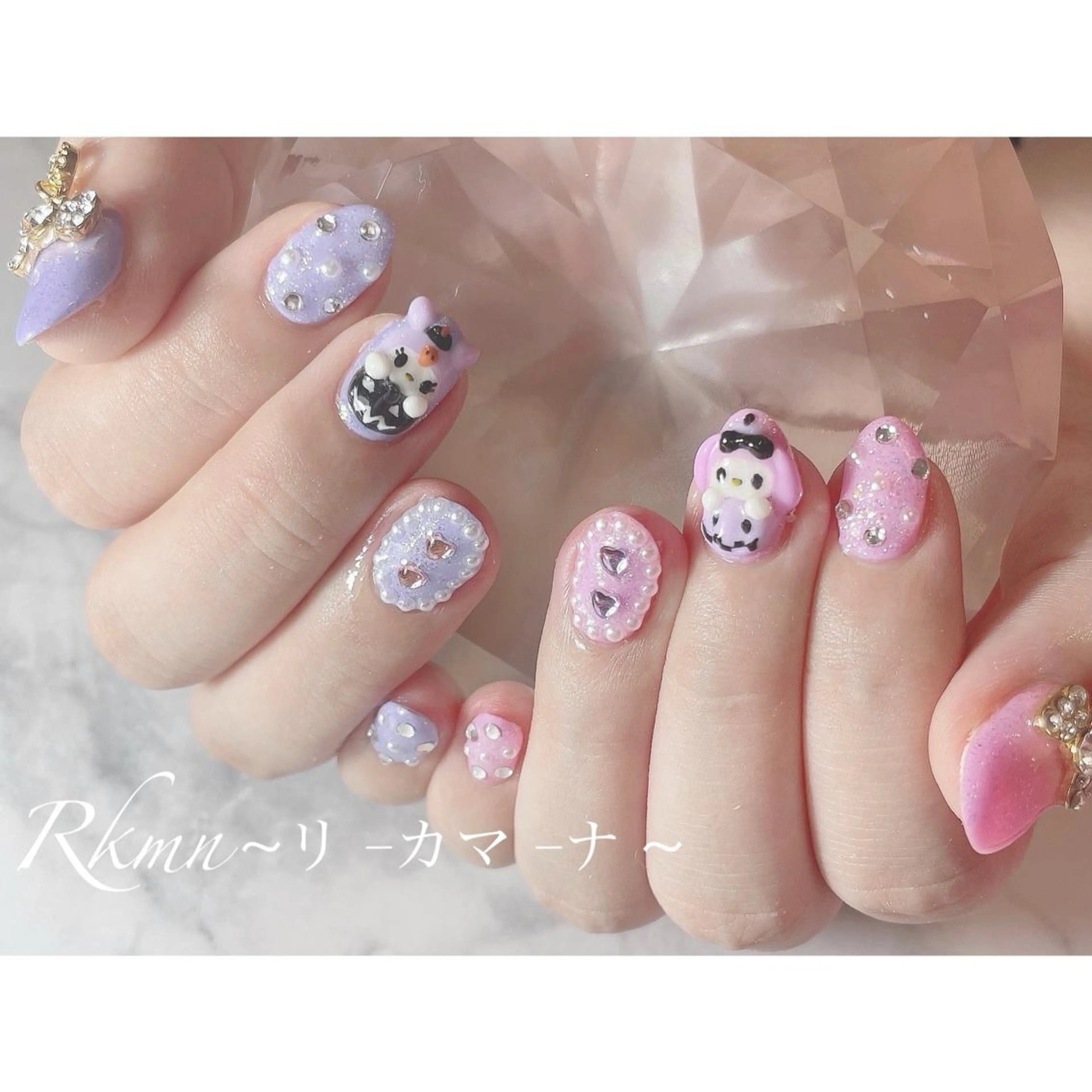 ネイル アートネイル ハロウィン ハート ピンク パープル Rkmn ~リ-カマ-ナ~のネイルデザイン