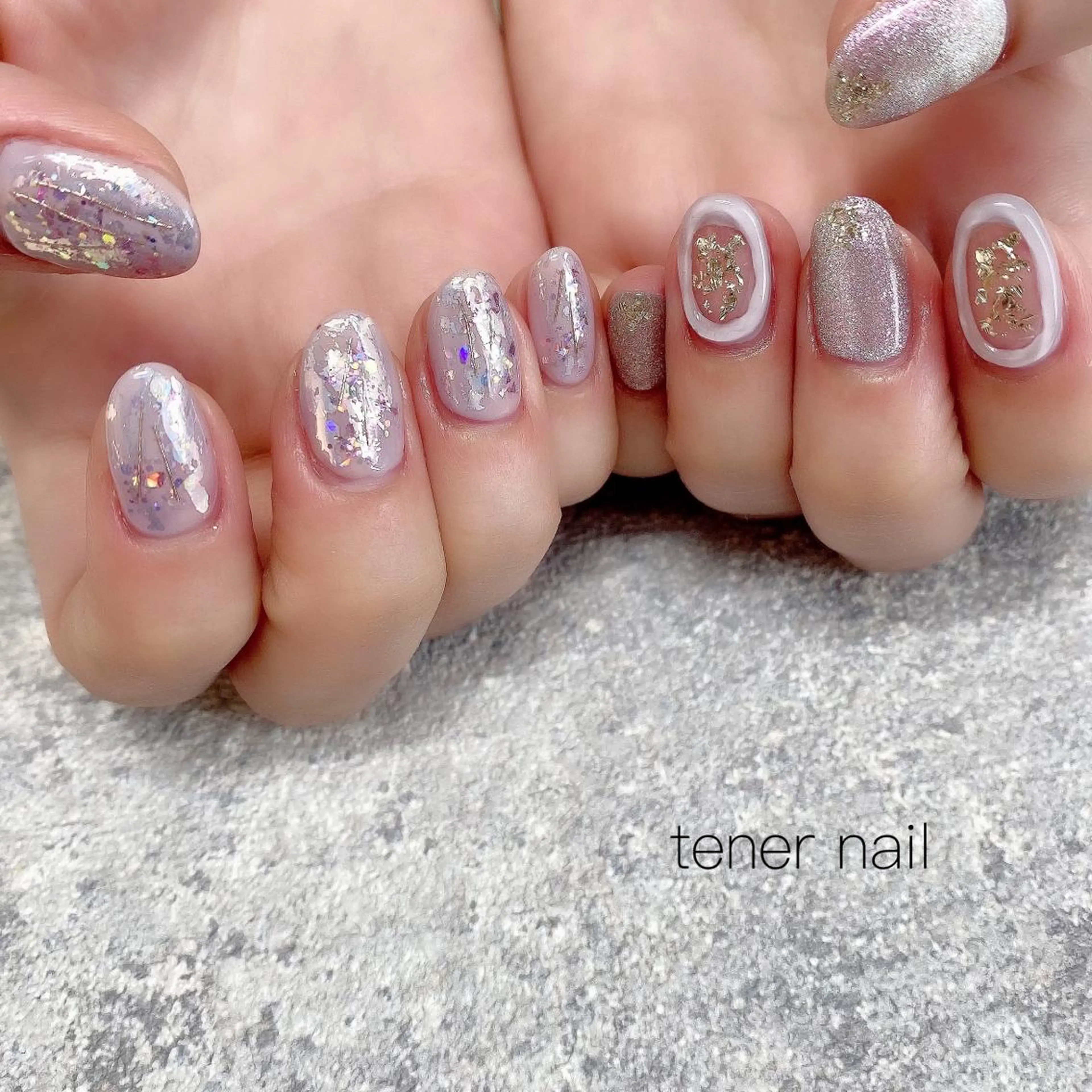 ネイル キラキラネイル パープル テネルネイル tener nailのネイルデザイン