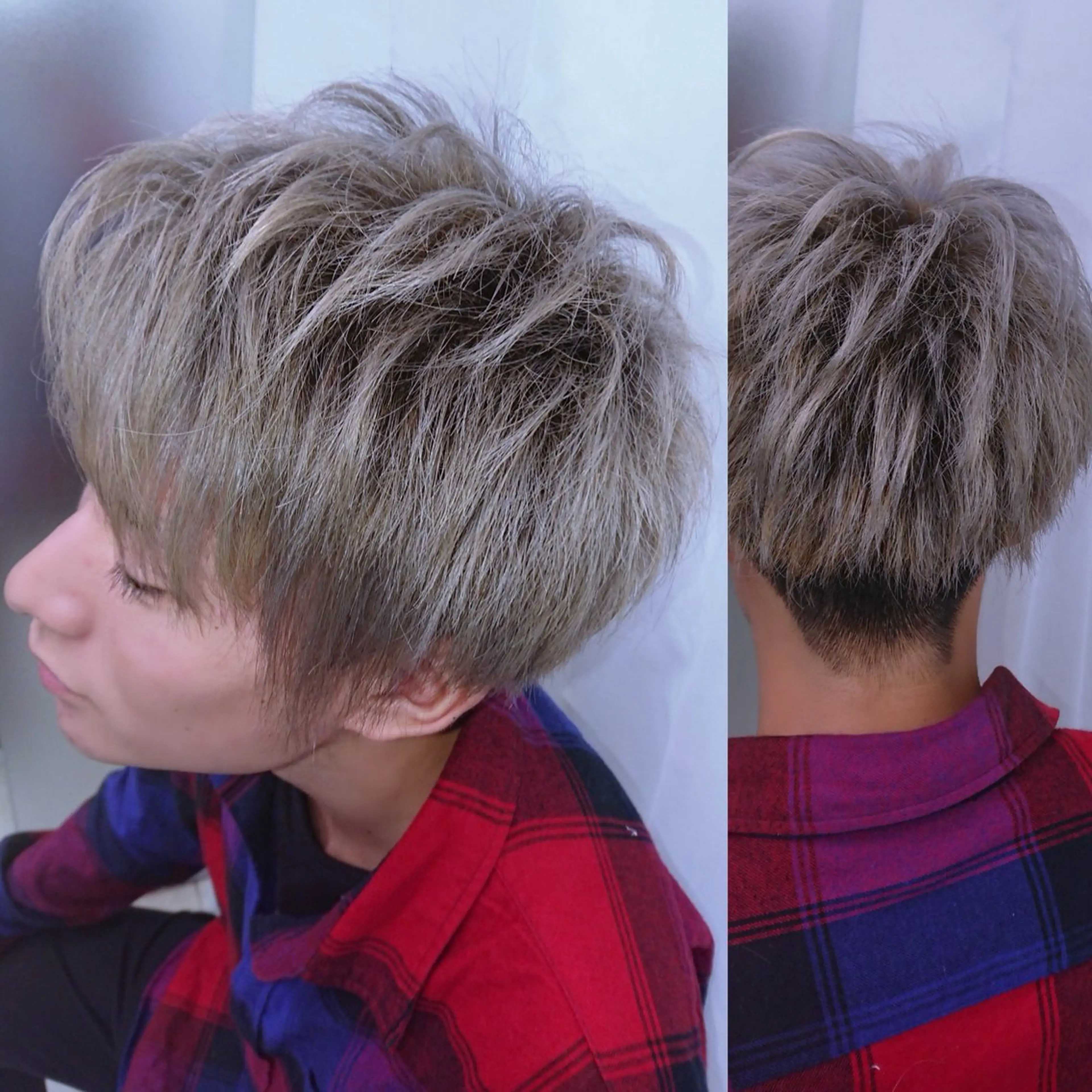 ショート カラー メンズ アッシュ ホワイトアッシュ au栄矢場町 水素髪質改善Tのヘアスタイル