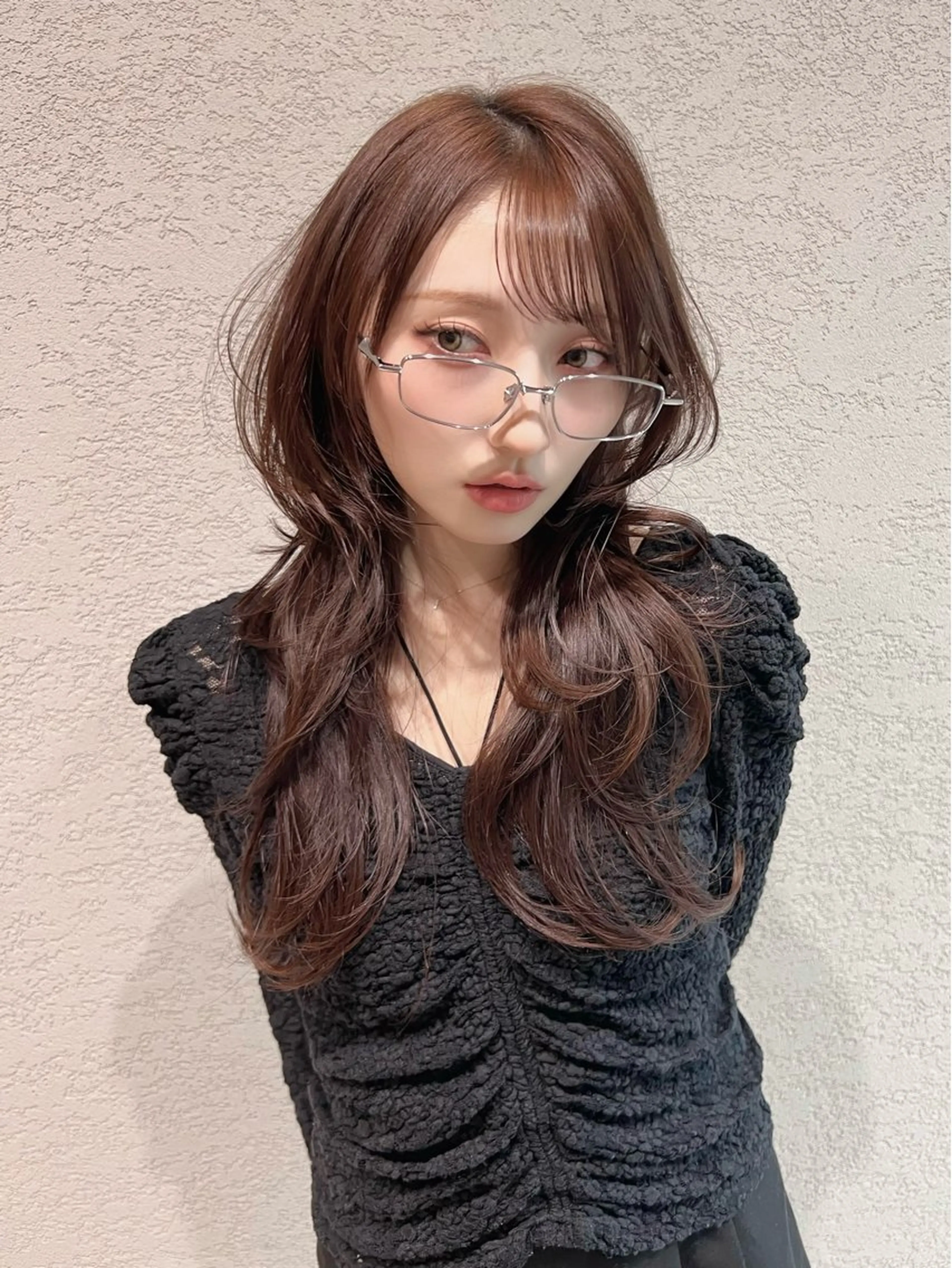 セミロング カラー カット ヘアカラー トリートメント 興津/韓国レイヤー ダブルカラー美髪縮毛のヘアスタイル