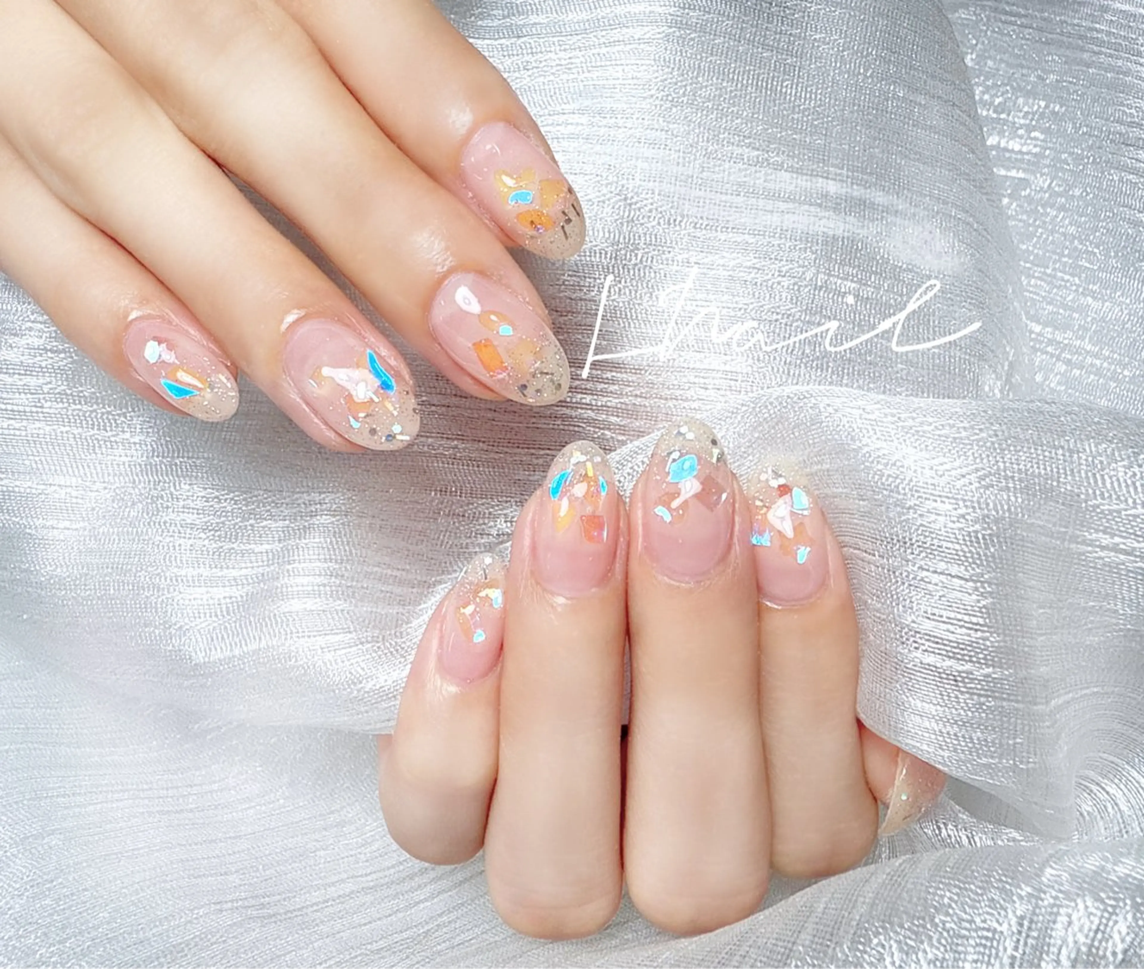 ネイル 氷ネイル・うるうるネイル ハンドネイル ハンドケア L. Nailのネイルデザイン