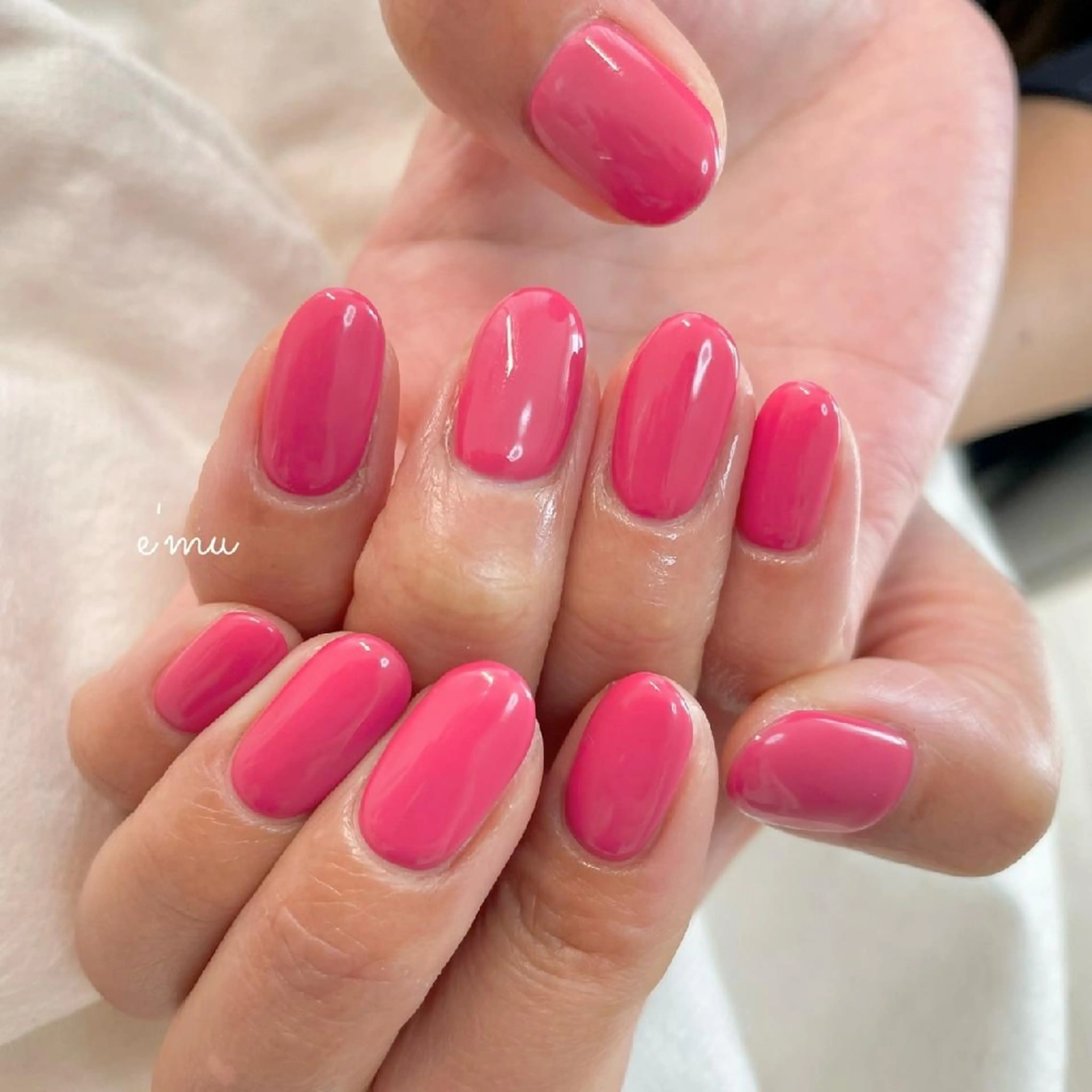 ネイル ワンカラーネイル ピンク ハンドネイル nail salon e'mu💐のネイルデザイン