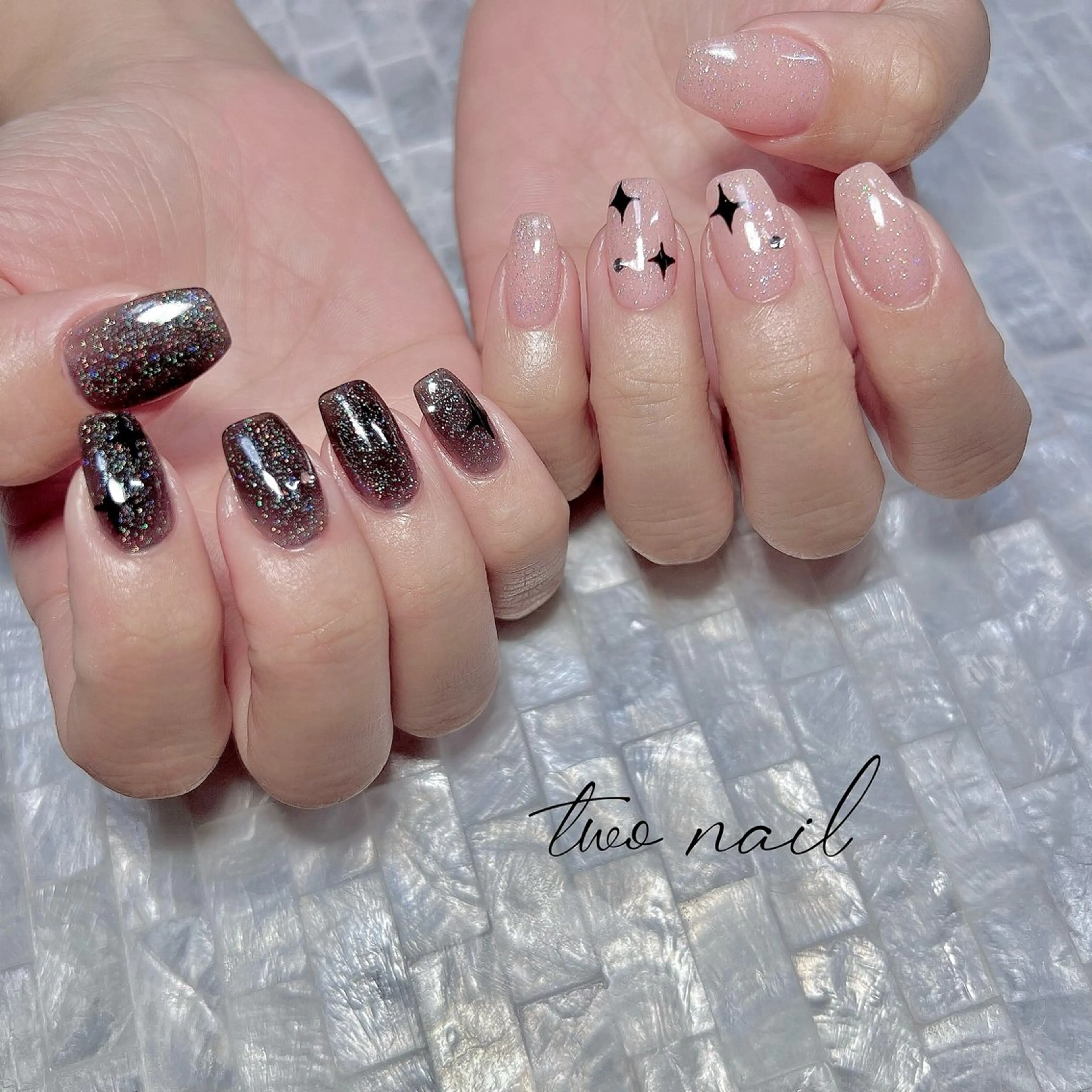 ネイル ネイルチップ ホワイト ハンドネイル two nailのネイルデザイン