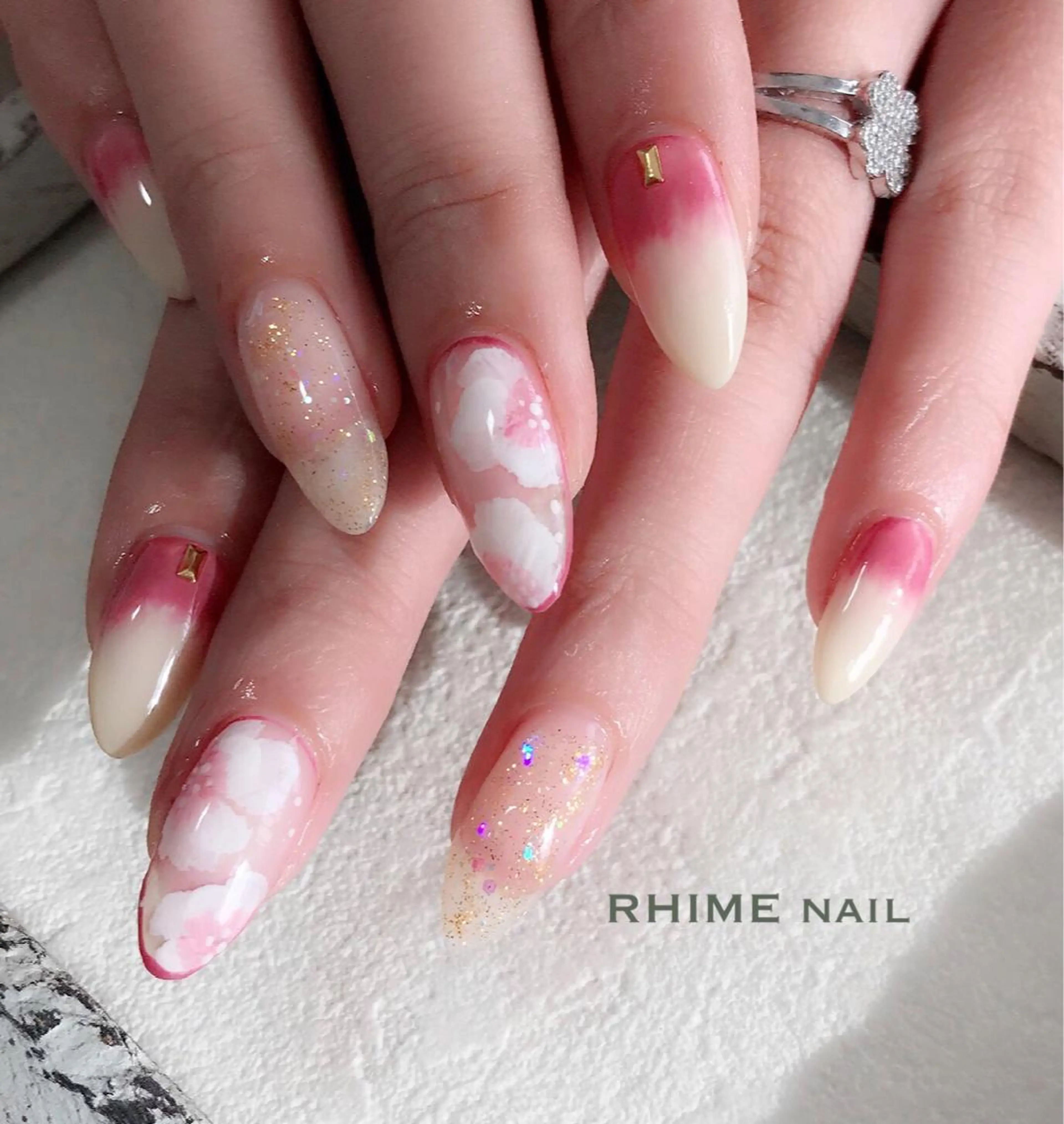 ネイル フラワーネイル Rhime nail ライムネイルのネイルデザイン