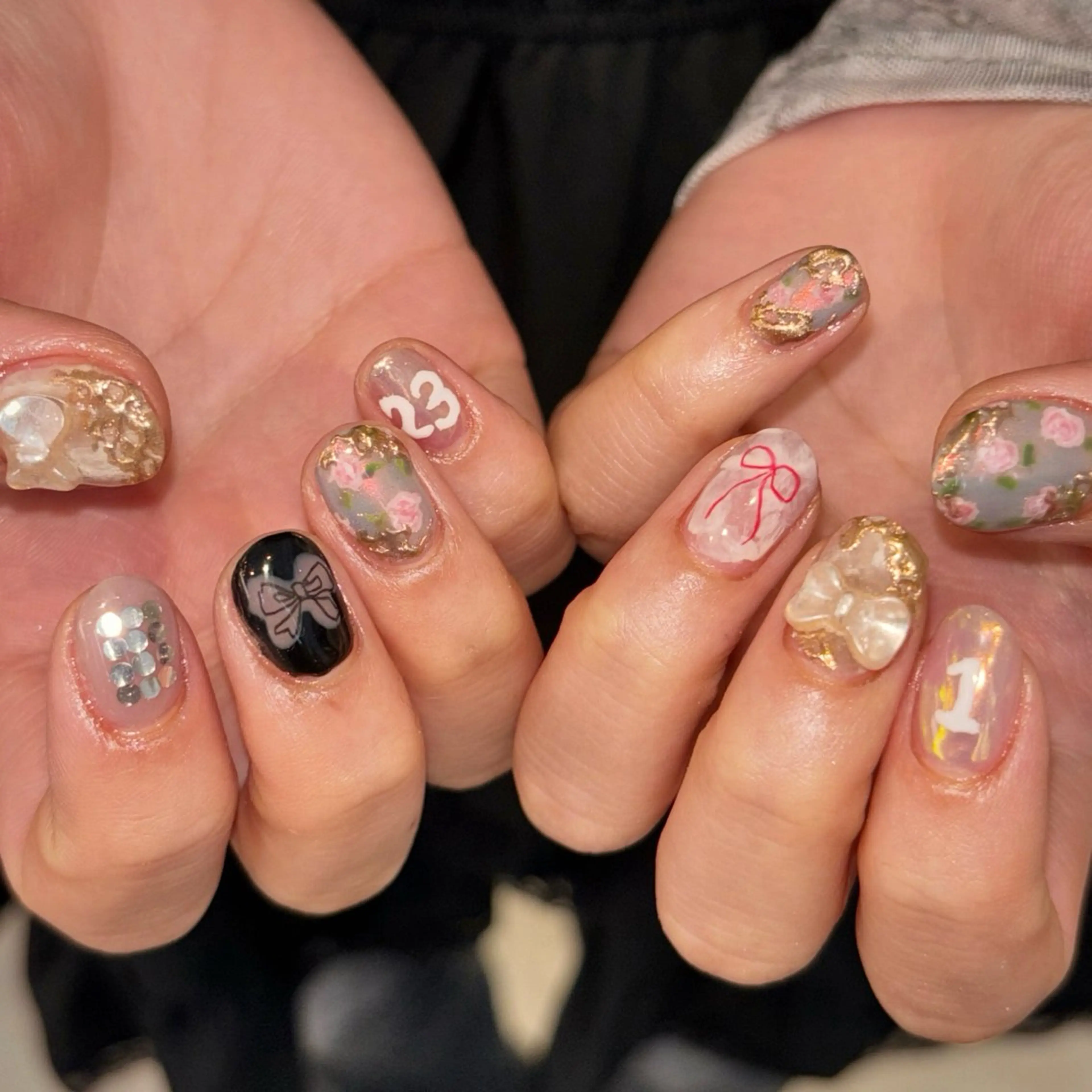 ネイル リボン ハンドネイル Kureha/ネイル トレンドヘアのマツエク・マツパデザイン