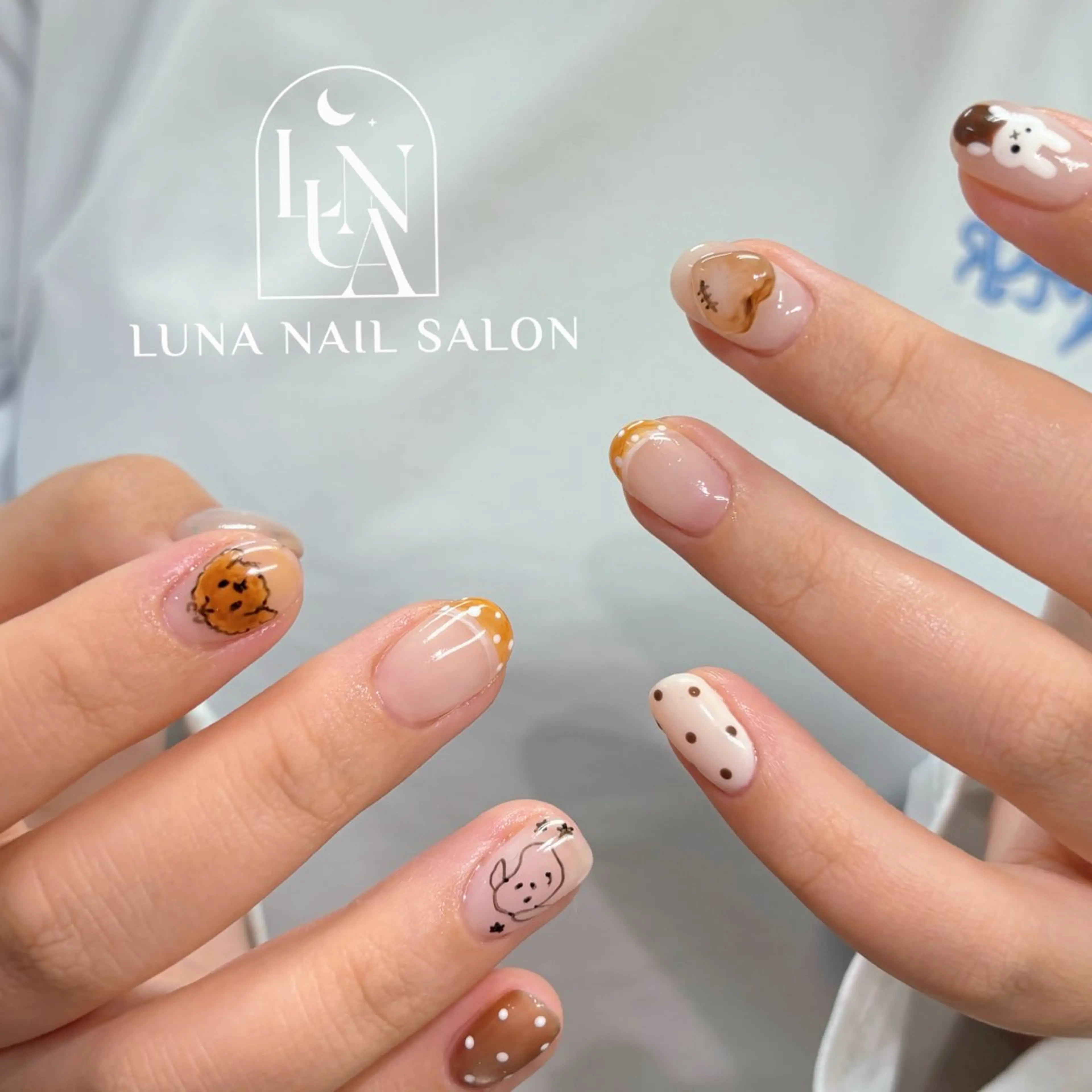 ネイル アートネイル フレンチネイル ジェルネイル ガラスフレンチ 韓国ネイル ハンドネイル フットネイル ハンドケア LUNA Nail salon💕のネイルデザイン