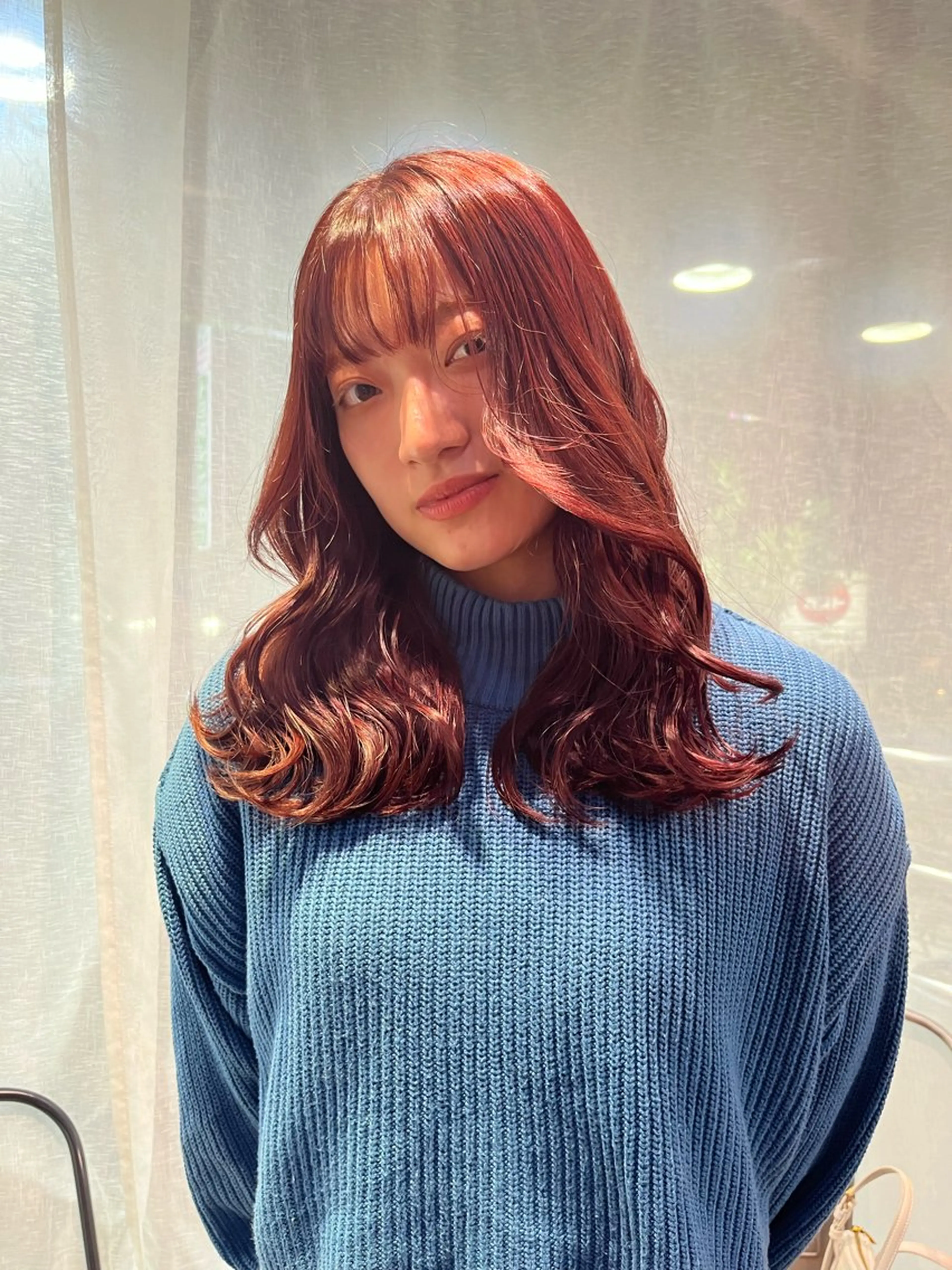 【❤️レッドorピンク🩷】暖色好きな方必見‼️ブリーチを使用しない暖色カラーです🍁の写真