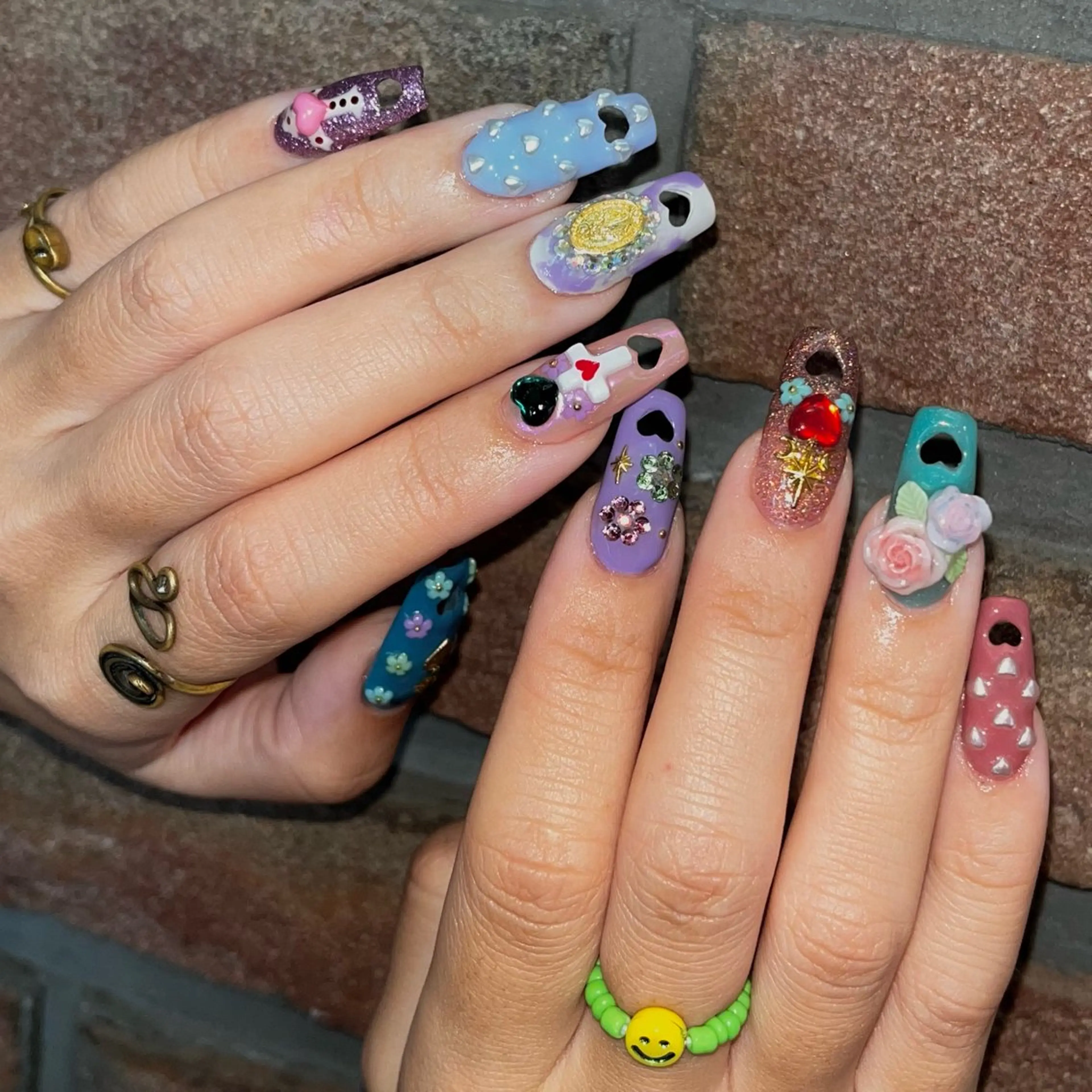 ネイル アートネイル ハート キラキラネイル para ☀︎ sol by BECK所属・Para Sol nail　Maoのネイルデザイン